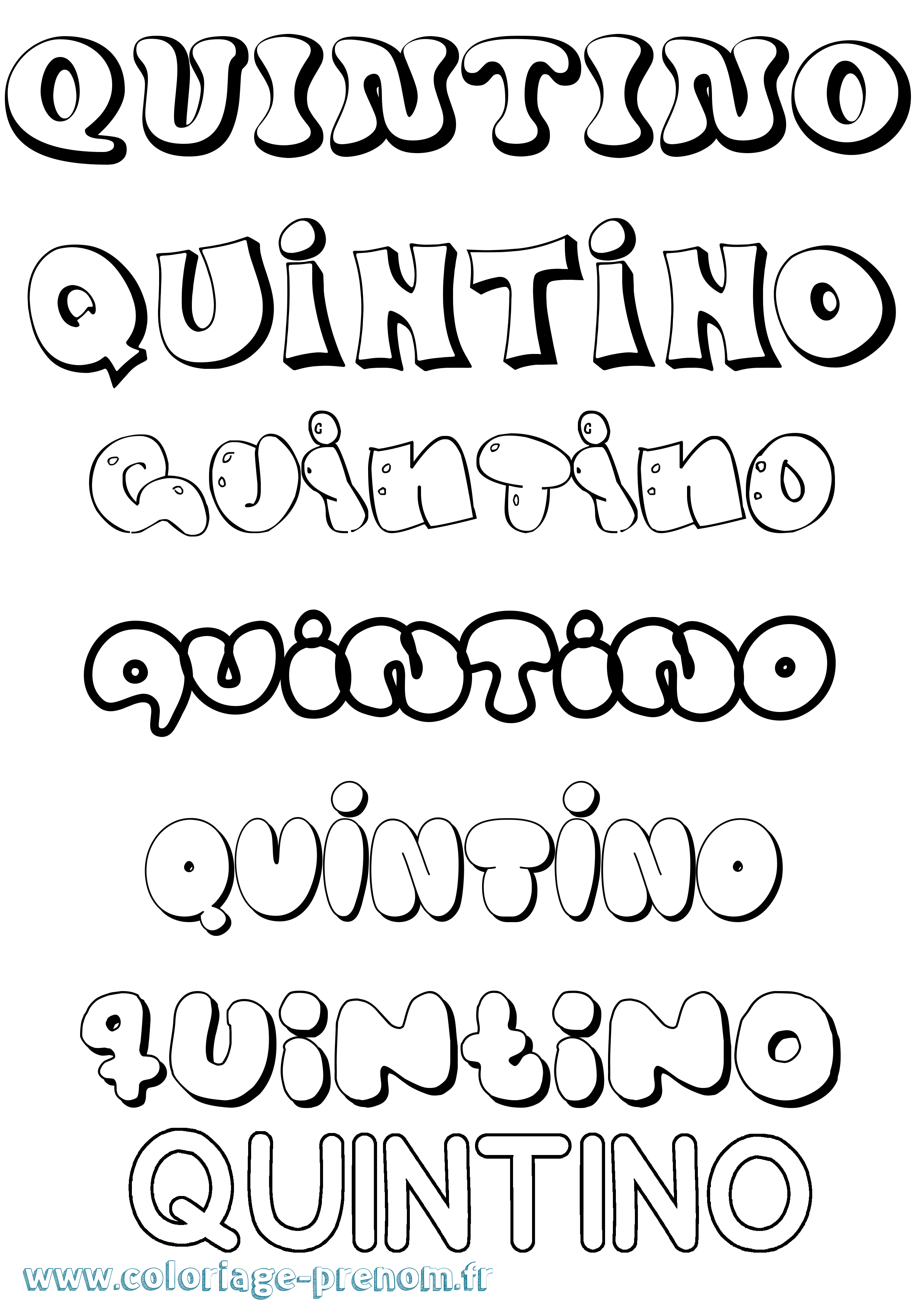 Coloriage prénom Quintino Bubble