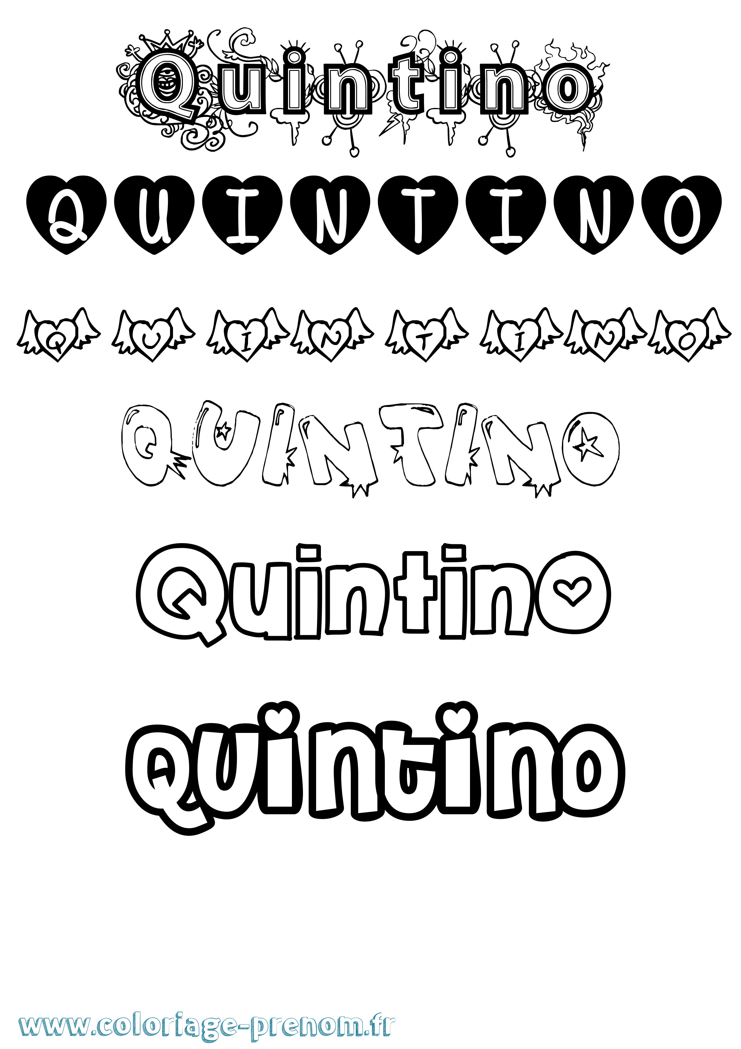 Coloriage prénom Quintino Girly