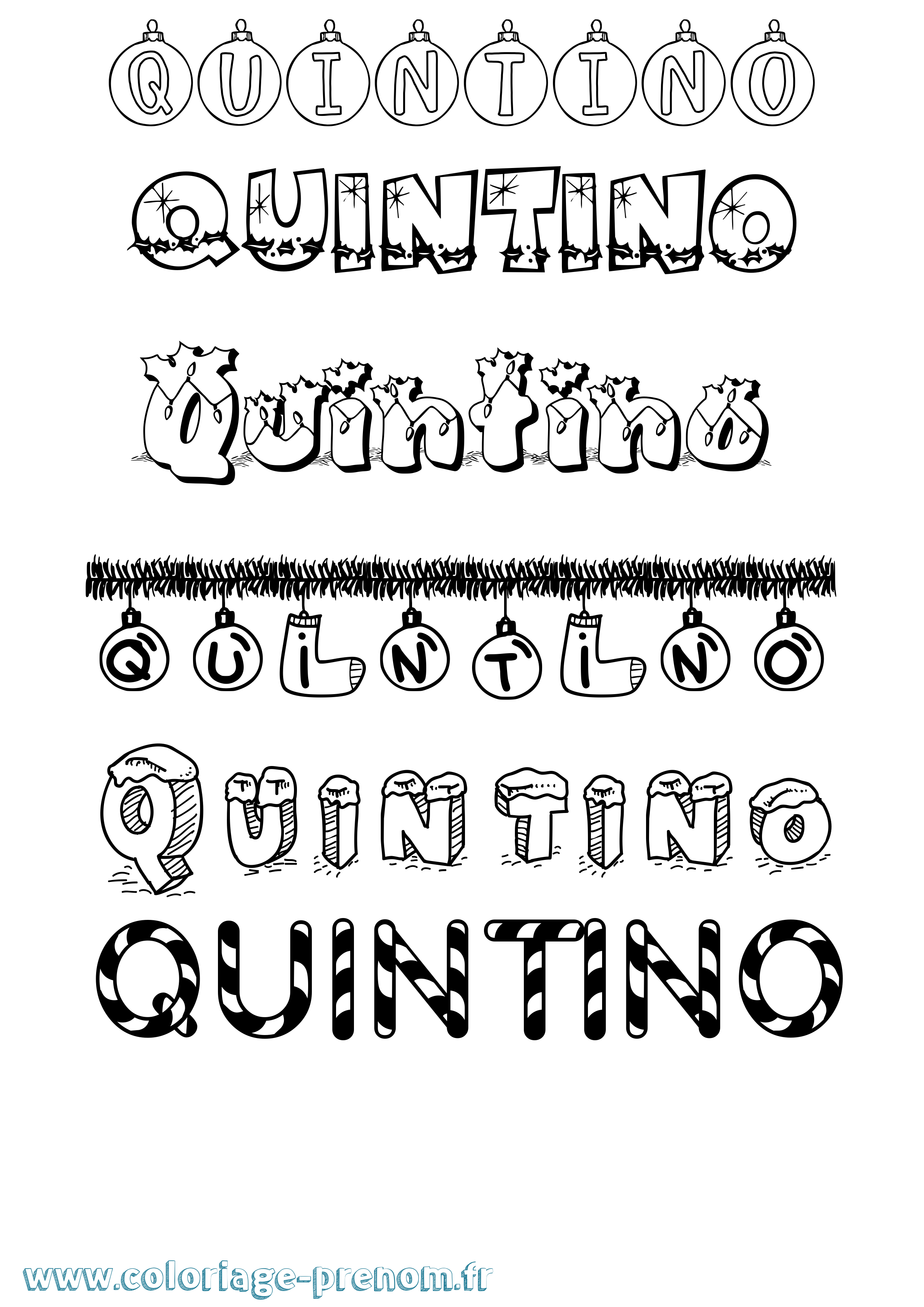 Coloriage prénom Quintino Noël