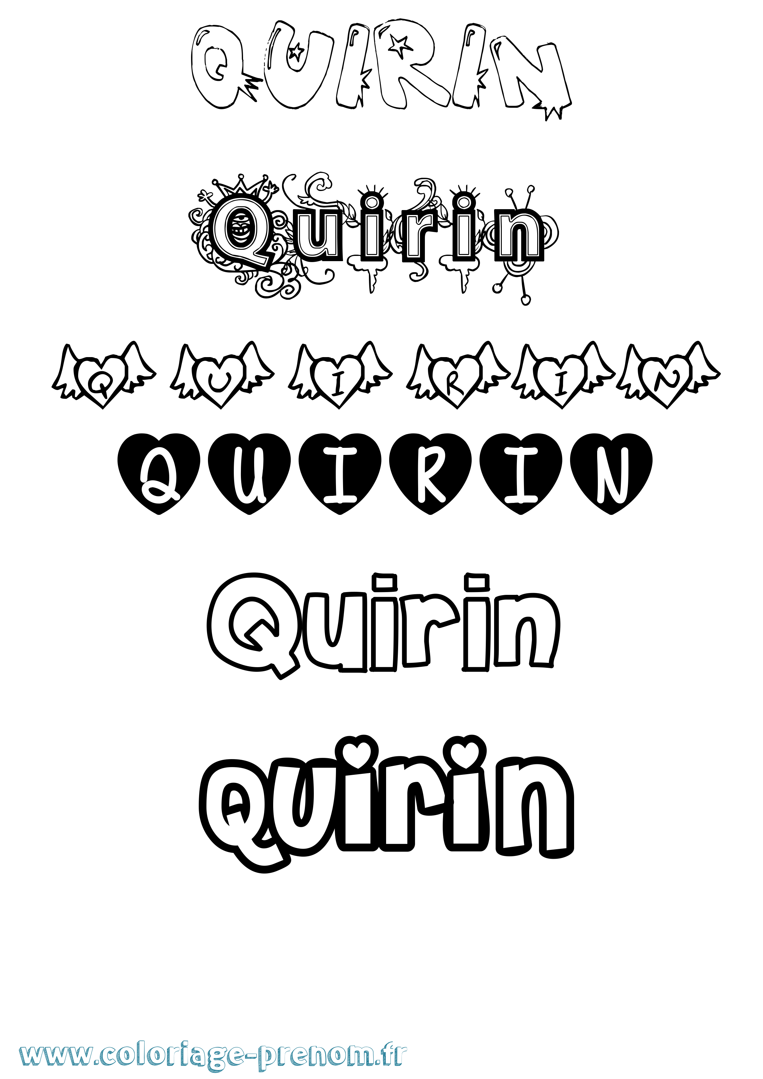 Coloriage prénom Quirin Girly