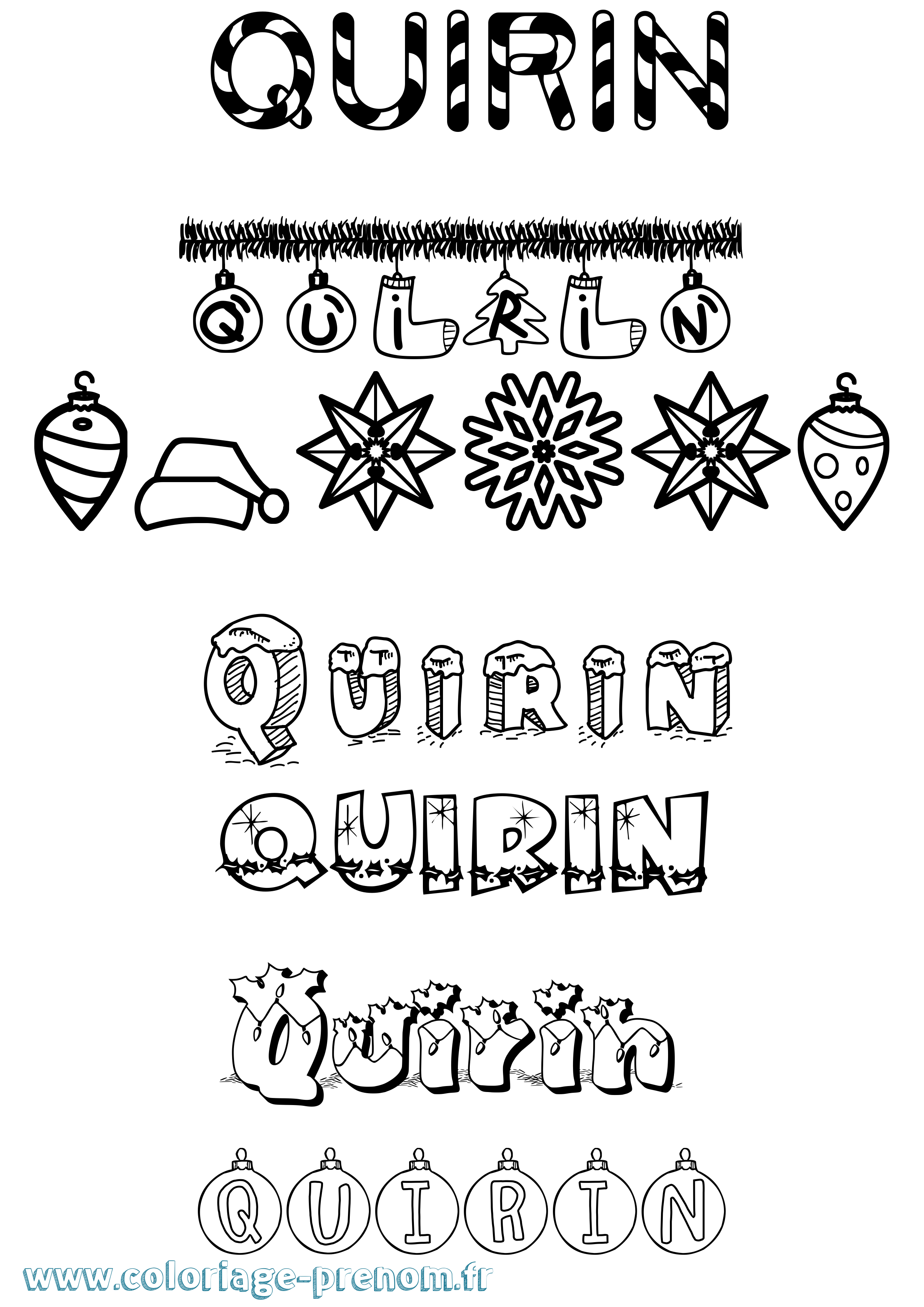 Coloriage prénom Quirin Noël