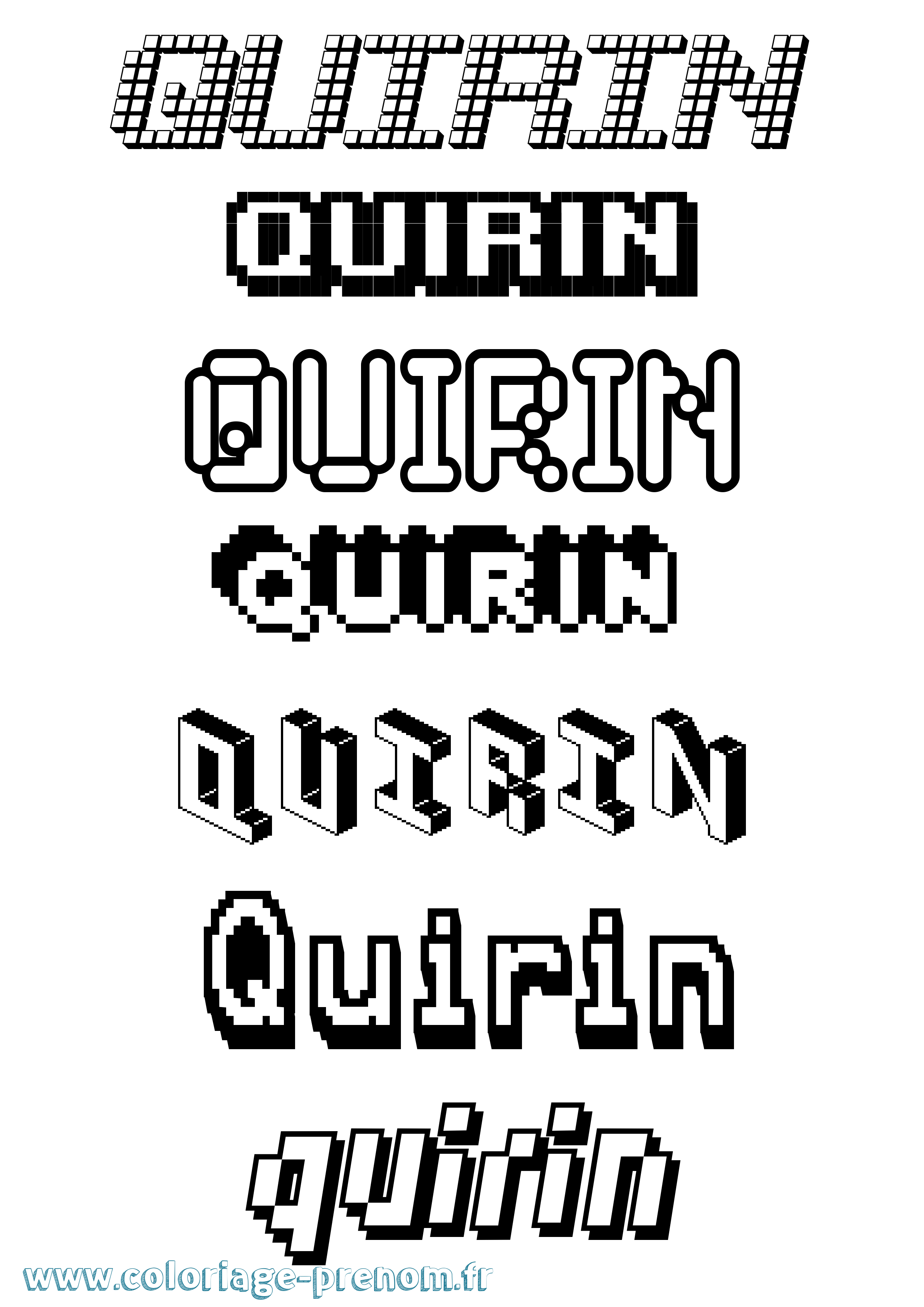 Coloriage prénom Quirin Pixel
