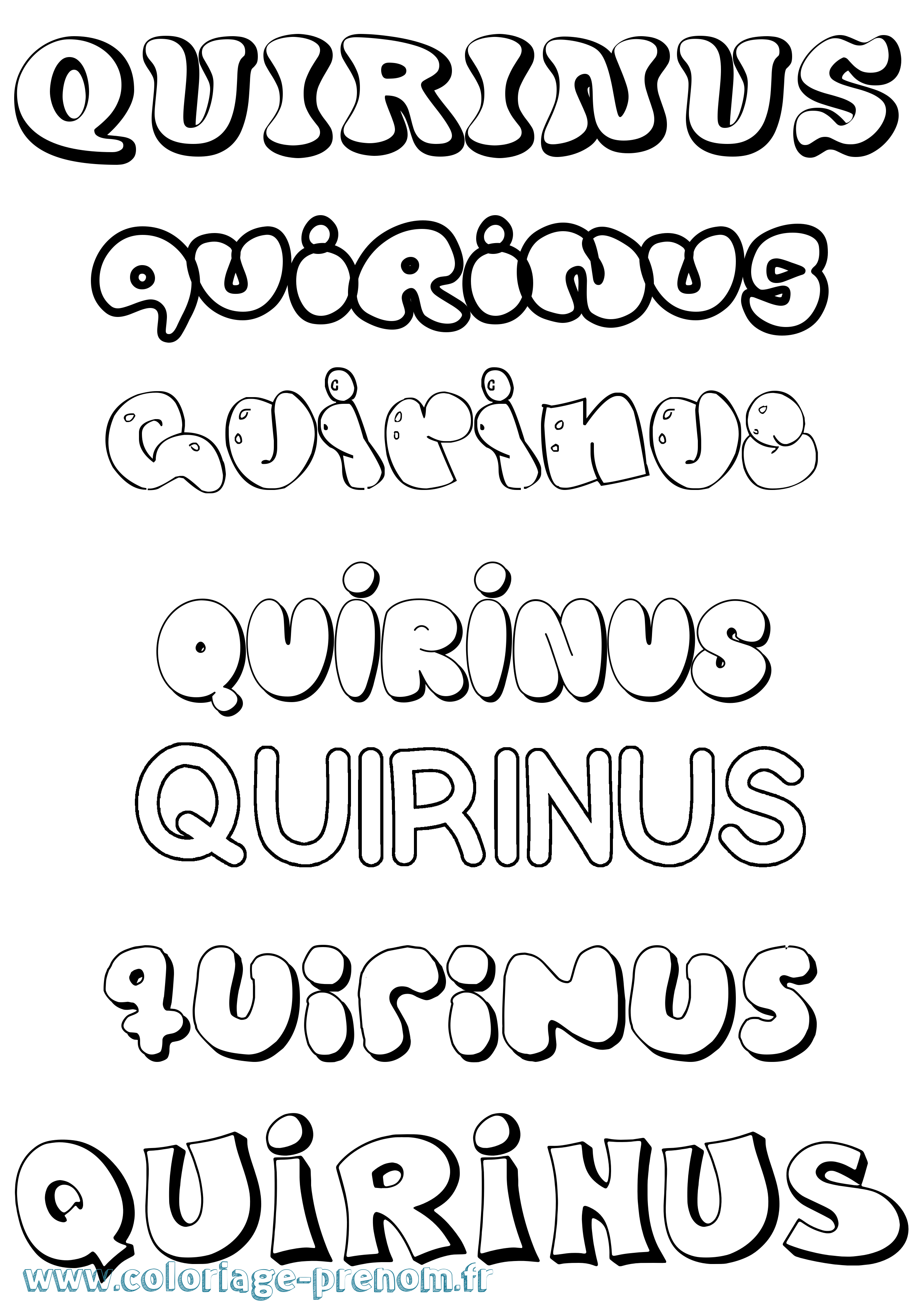 Coloriage prénom Quirinus Bubble