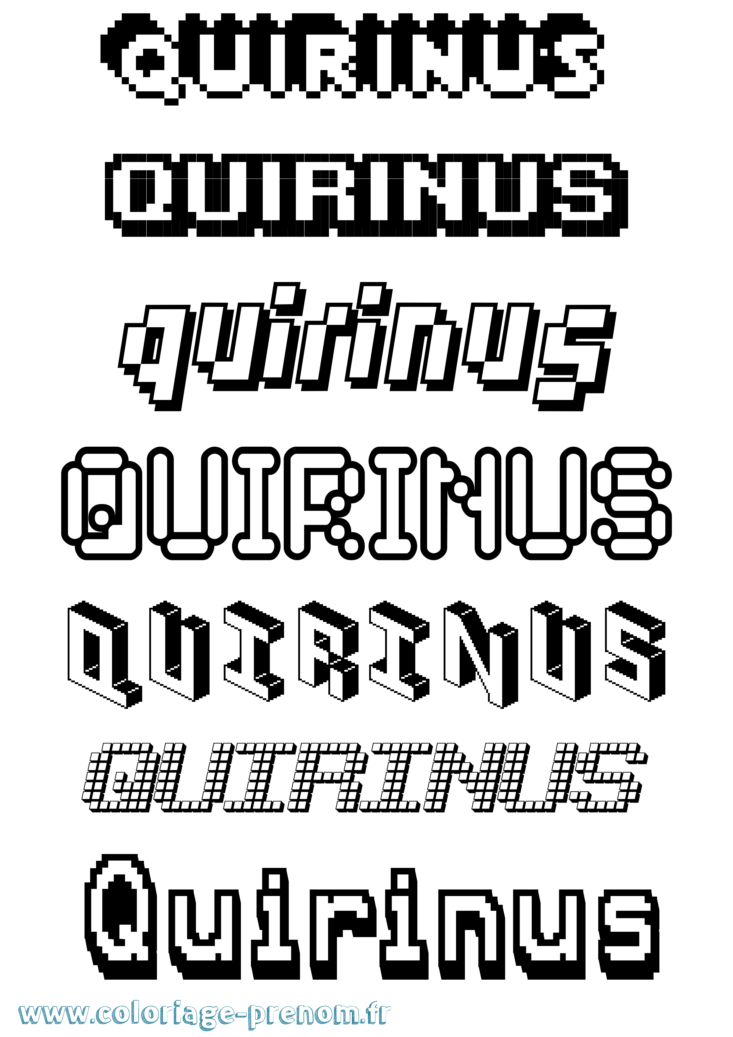 Coloriage prénom Quirinus Pixel
