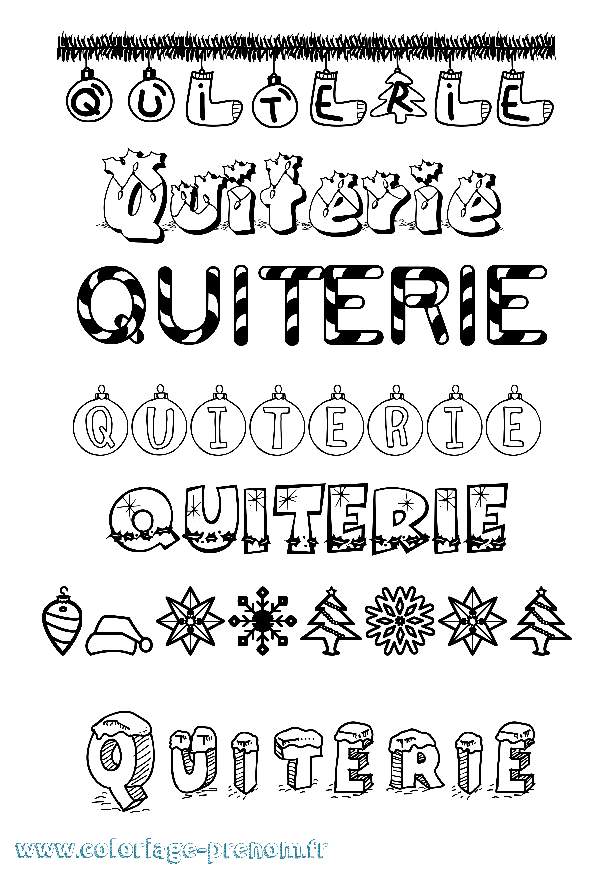 Coloriage prénom Quiterie Noël