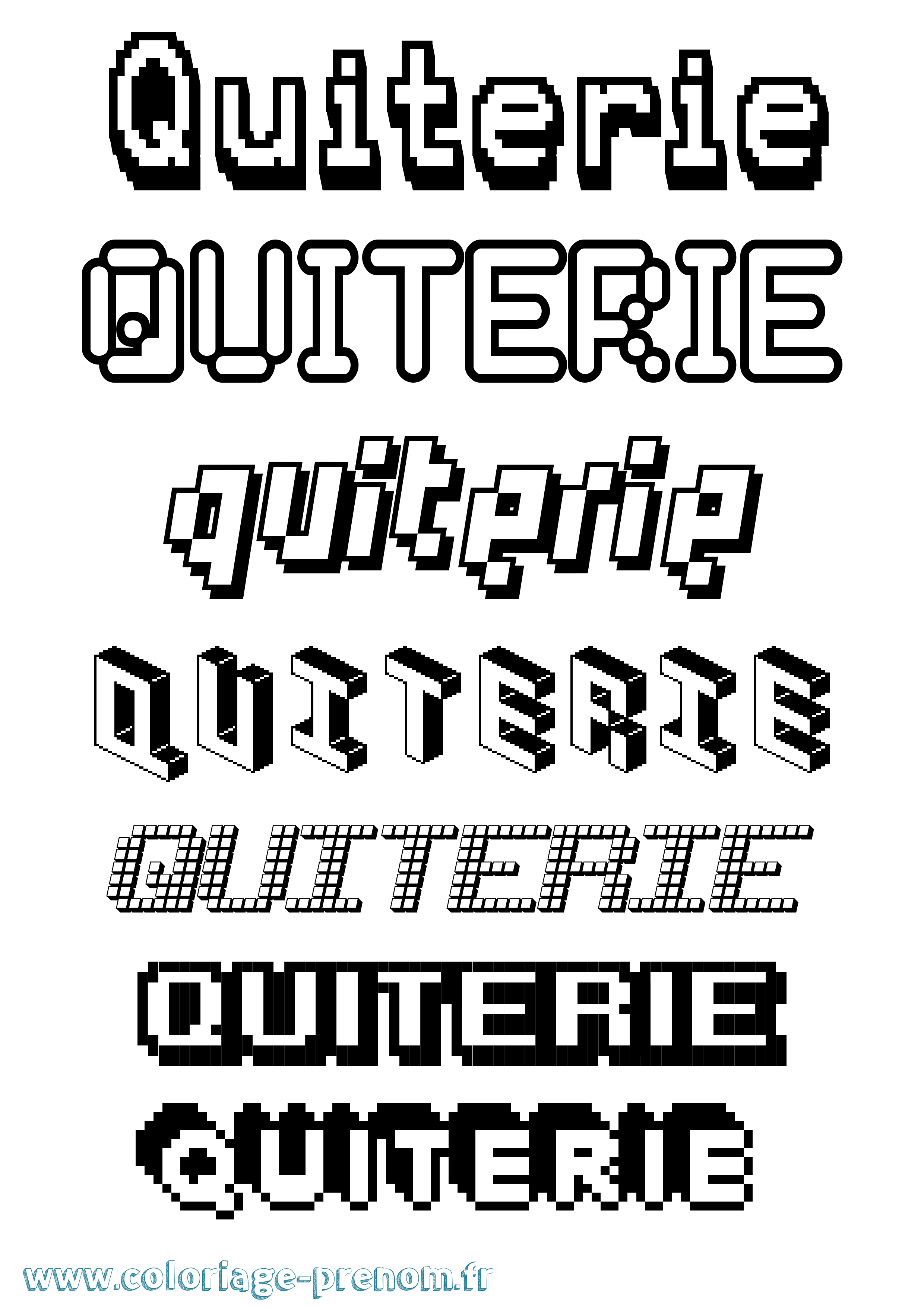 Coloriage prénom Quiterie Pixel
