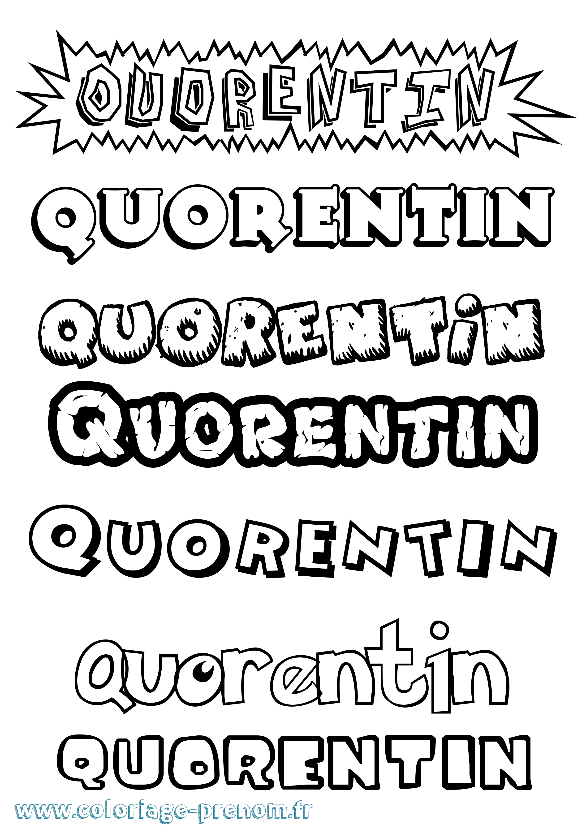 Coloriage prénom Quorentin Dessin Animé