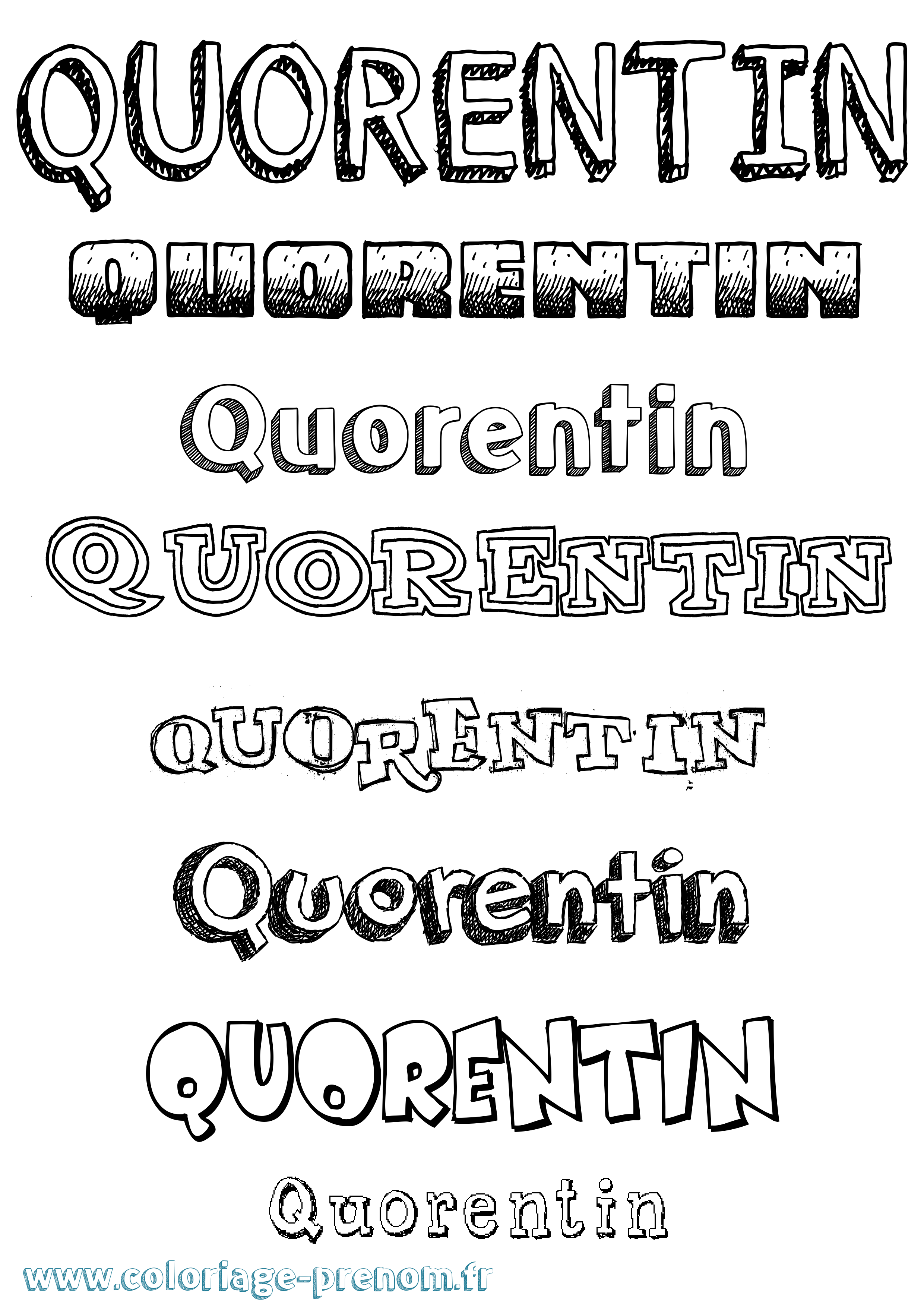 Coloriage prénom Quorentin Dessiné