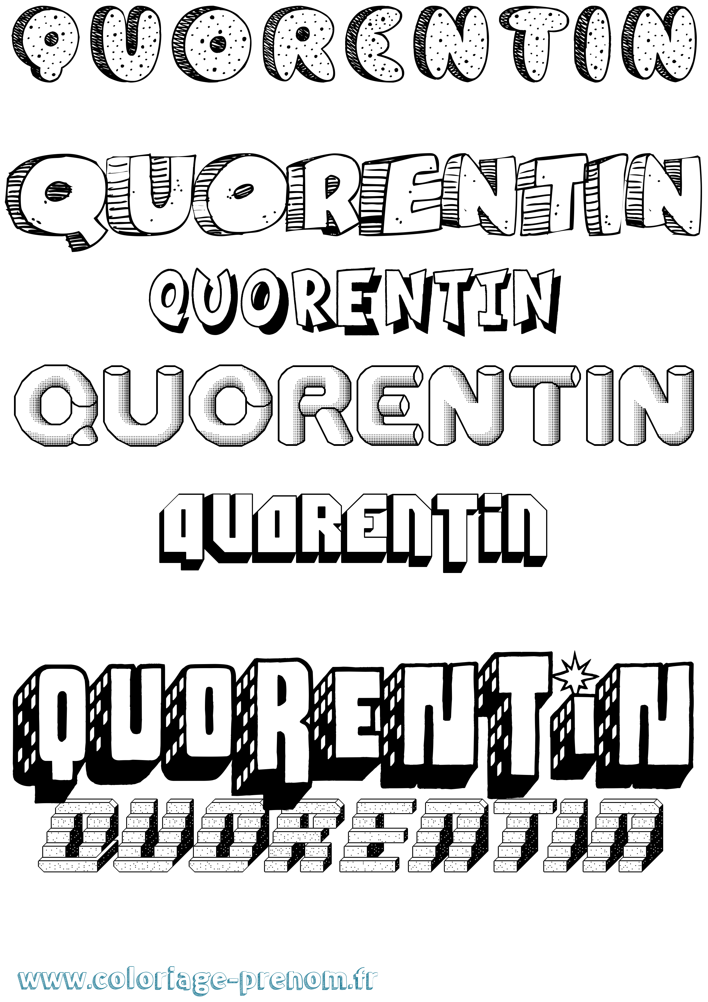 Coloriage prénom Quorentin Effet 3D