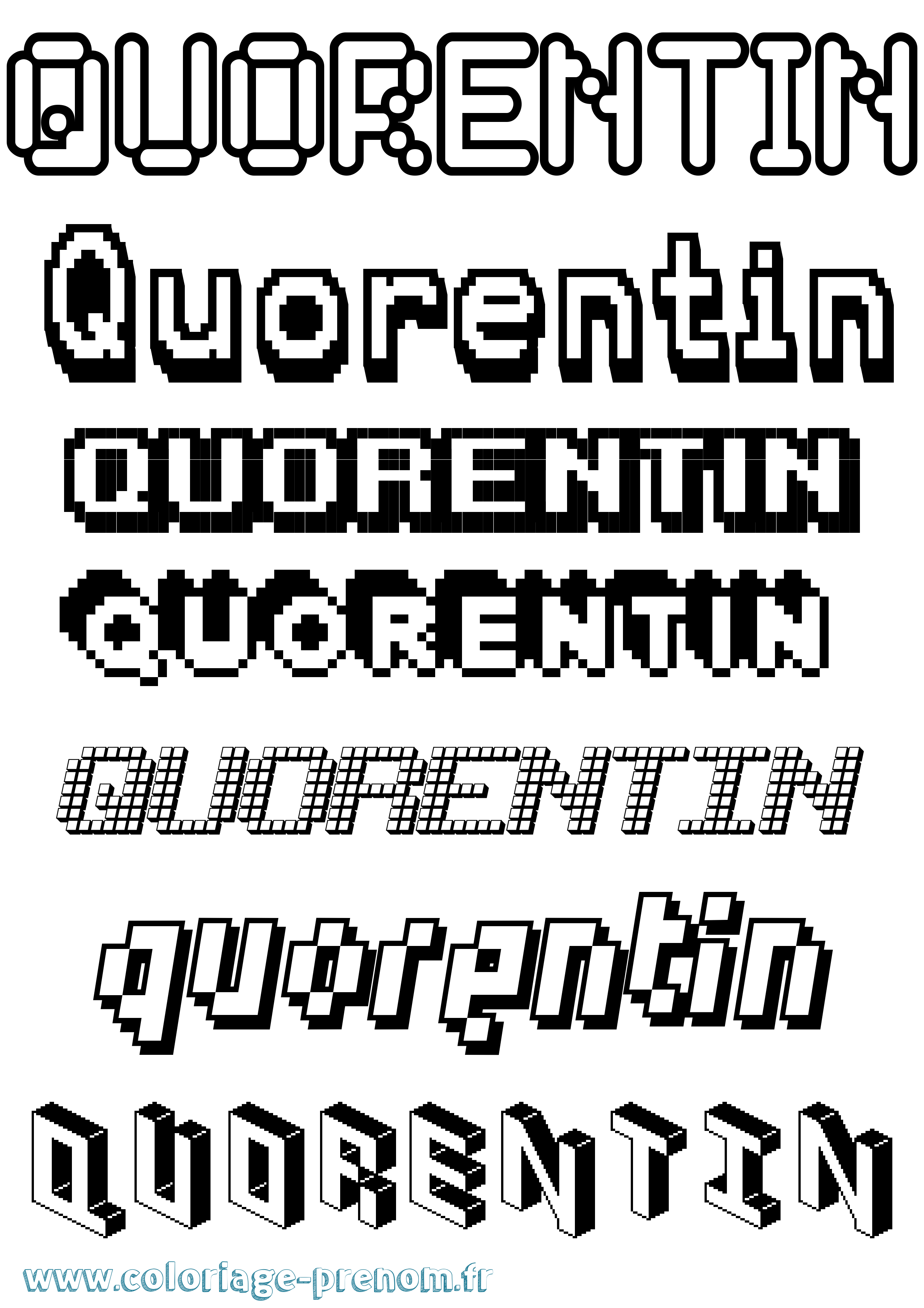 Coloriage prénom Quorentin Pixel