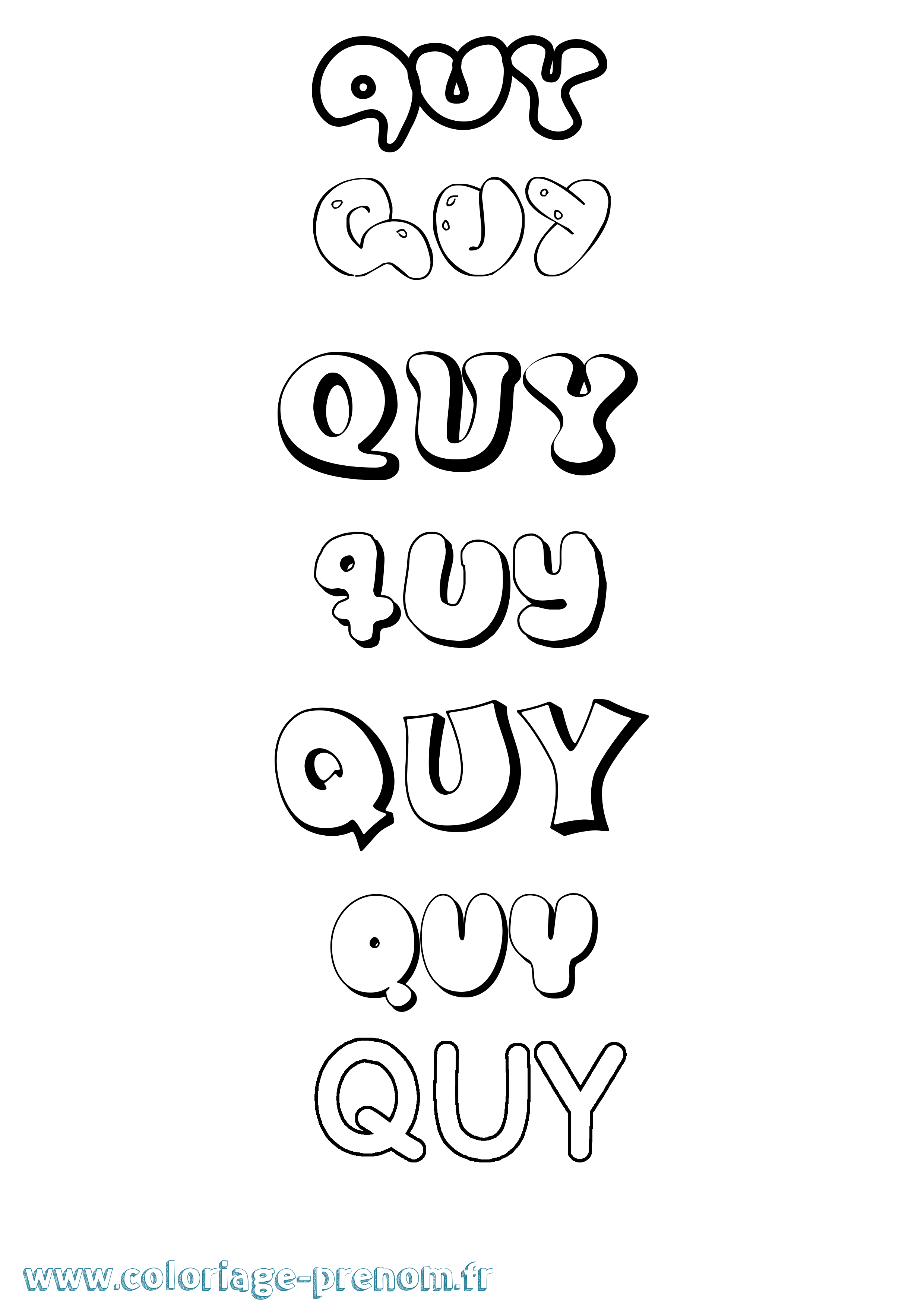 Coloriage Quy Bubble Coloriage prénom Quy Bubble