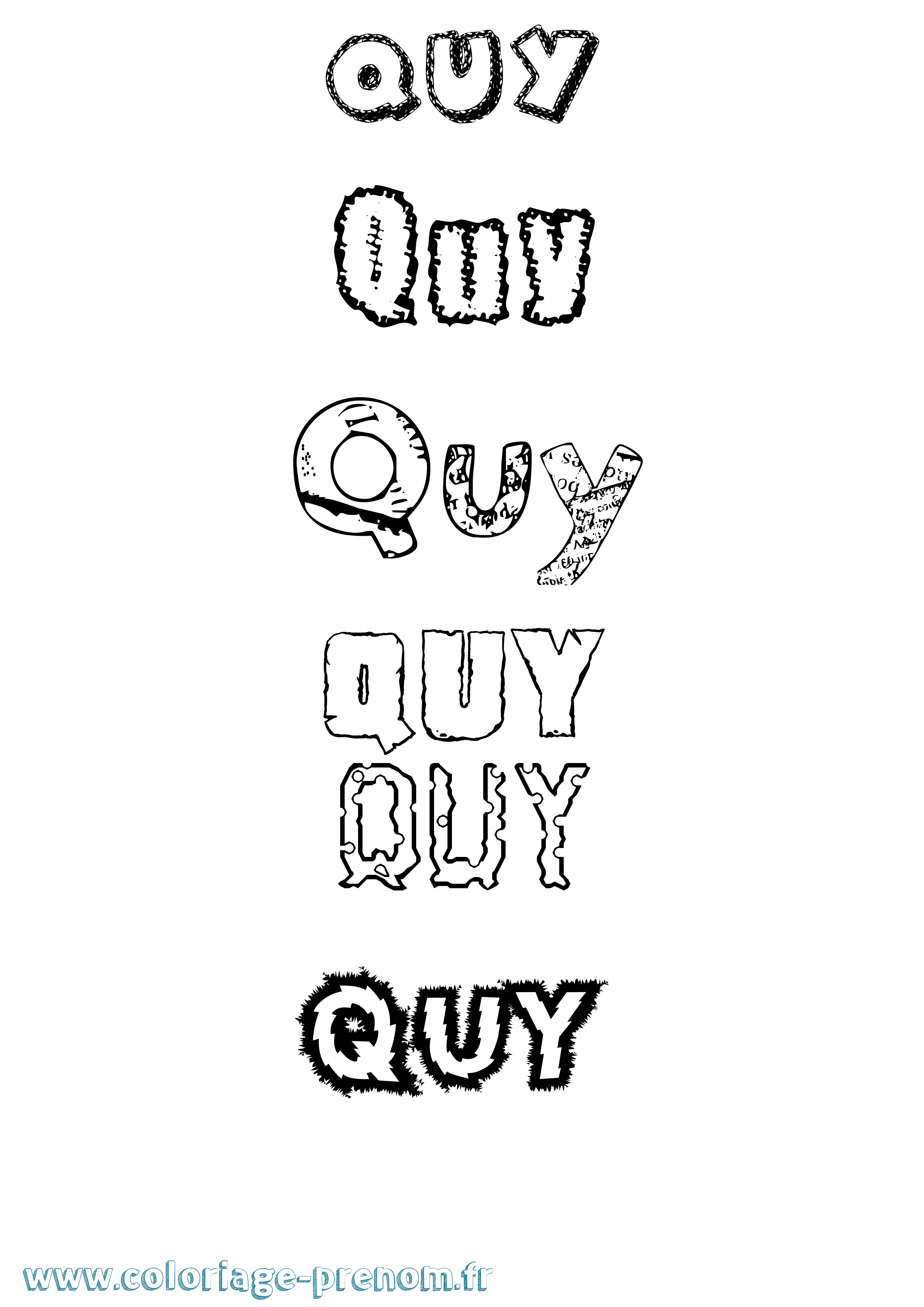 Coloriage Quy Destructuré Coloriage prénom Quy Destructuré