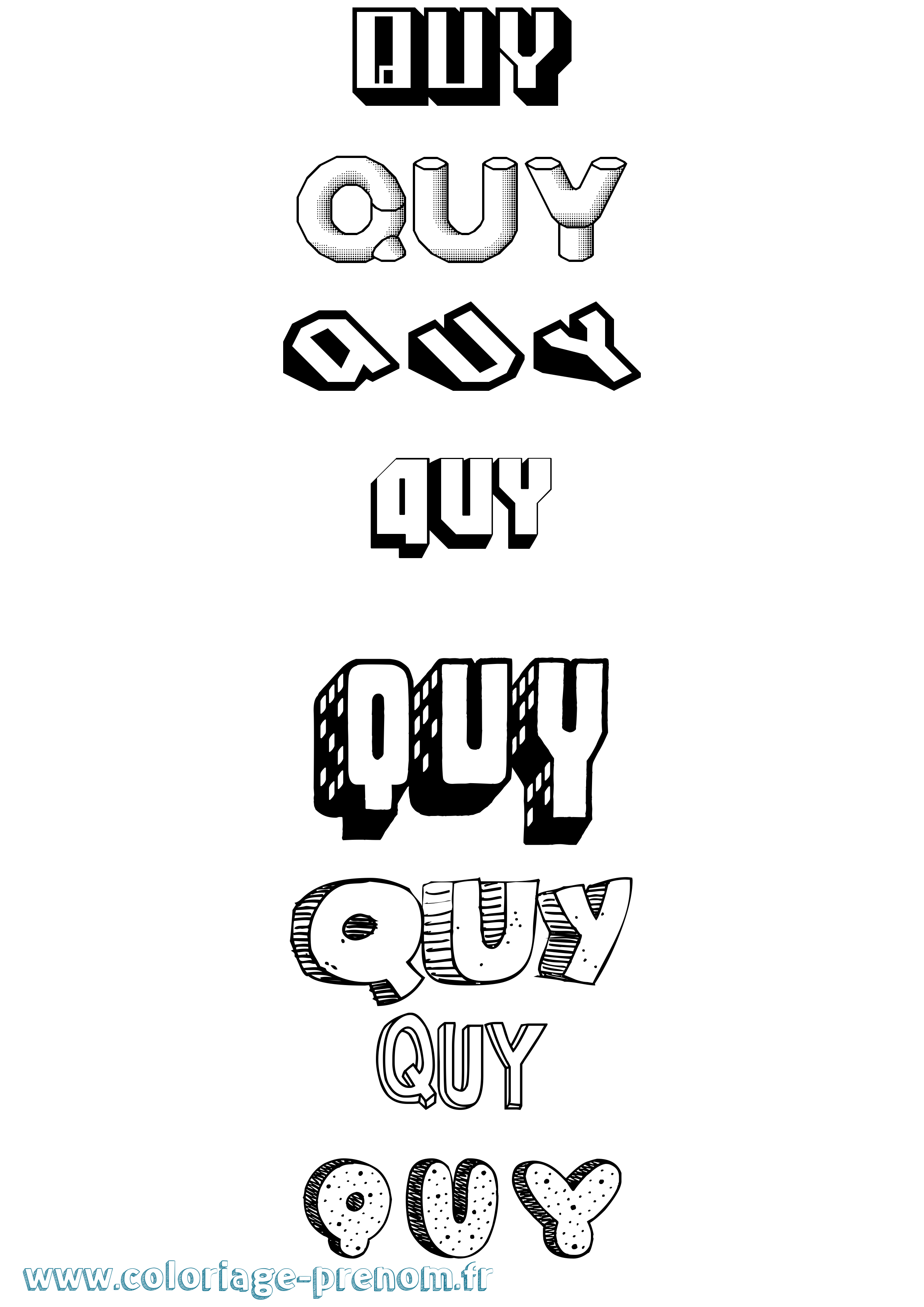 Coloriage Quy Effet 3D Coloriage prénom Quy Effet 3D