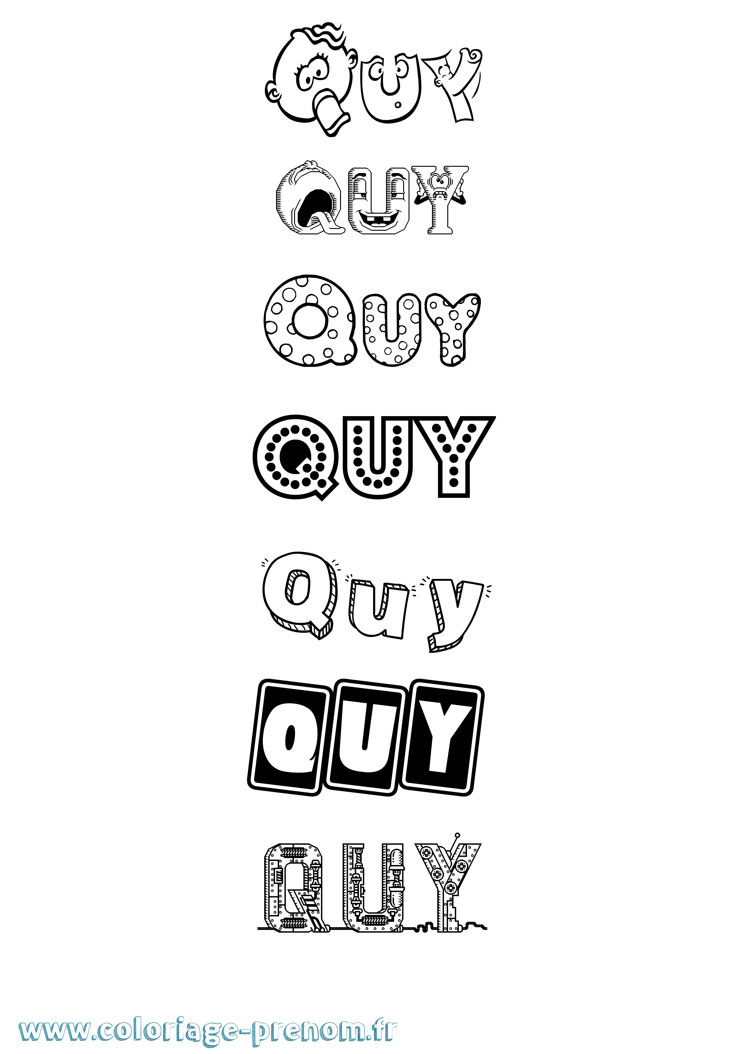 Coloriage Quy Fun Coloriage prénom Quy Fun
