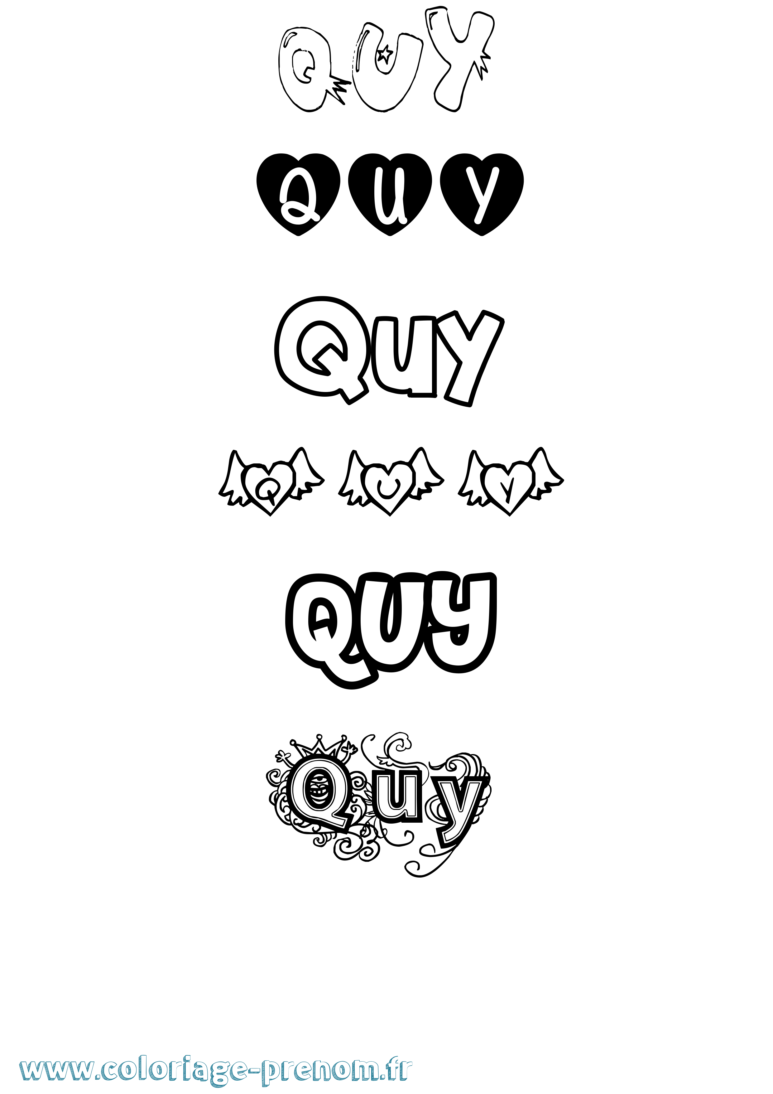 Coloriage Quy Girly Coloriage prénom Quy Girly