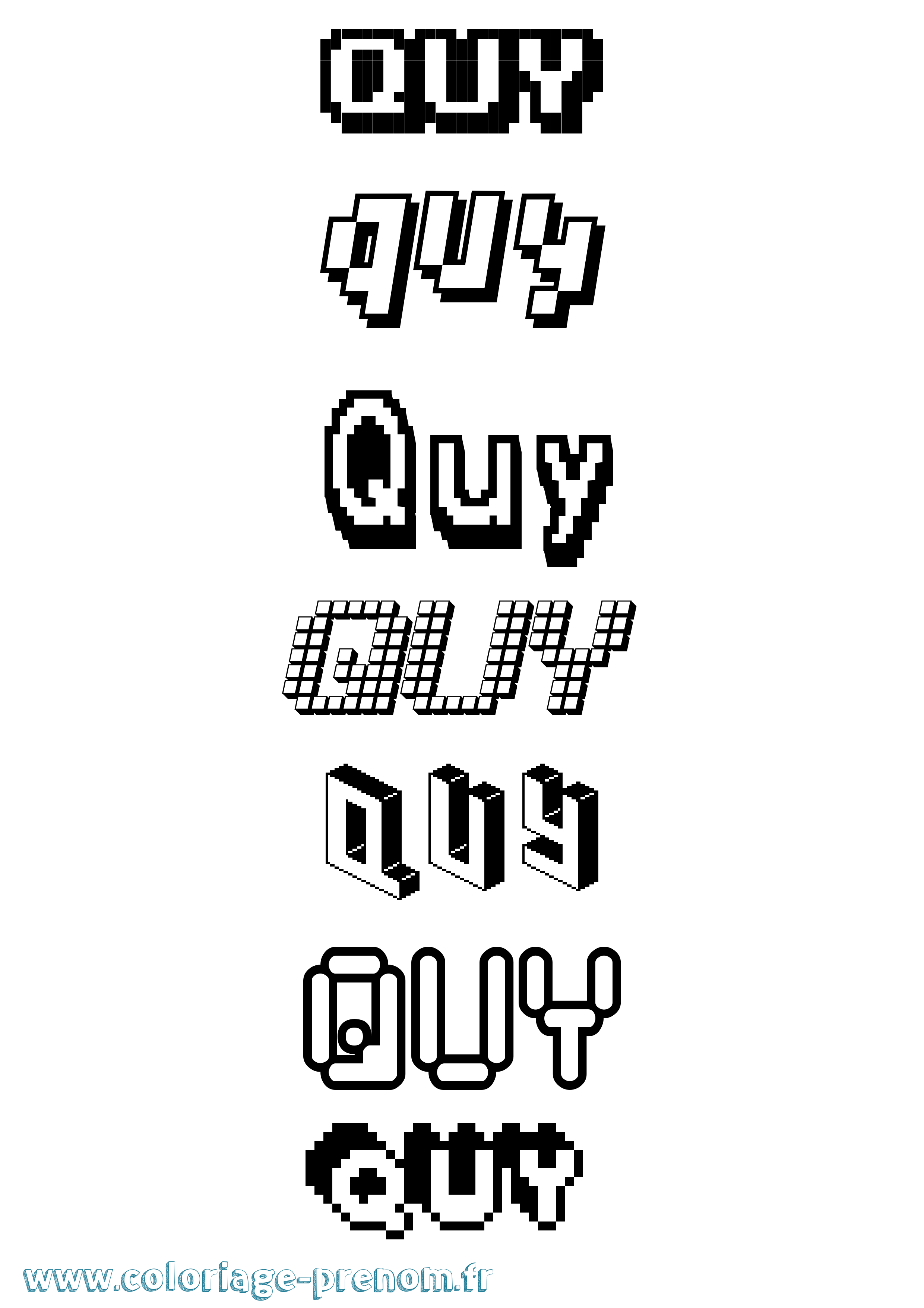 Coloriage Quy Pixel Coloriage prénom Quy Pixel