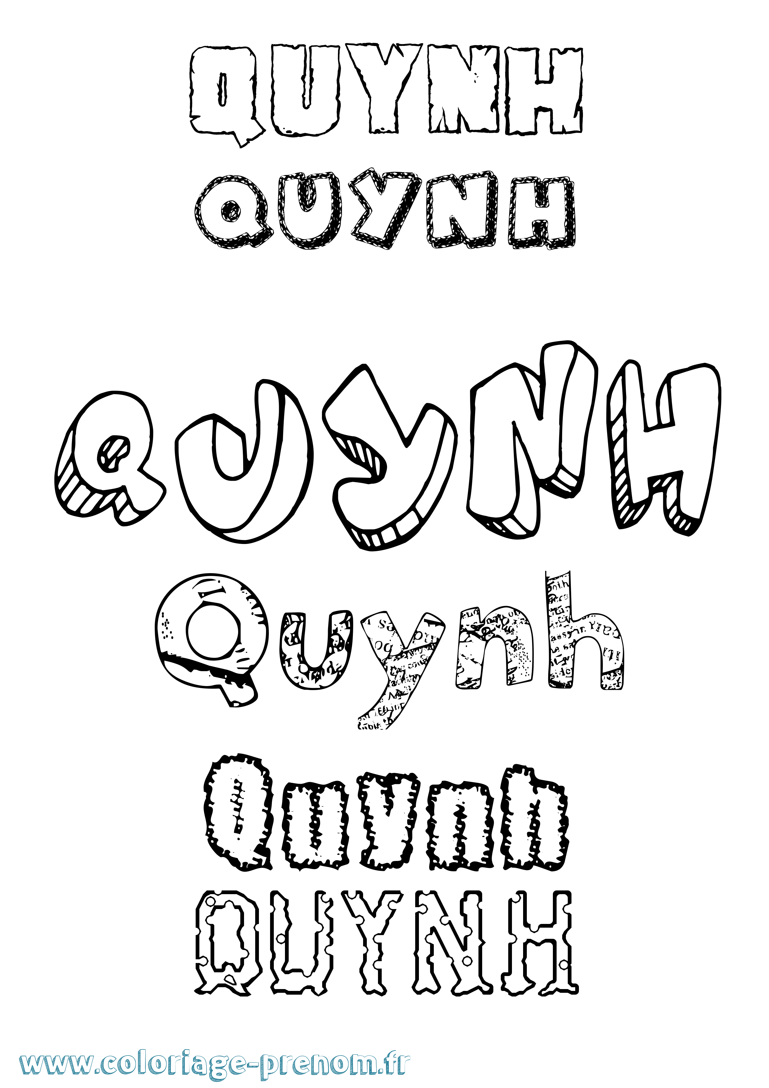 Coloriage prénom Quynh Destructuré