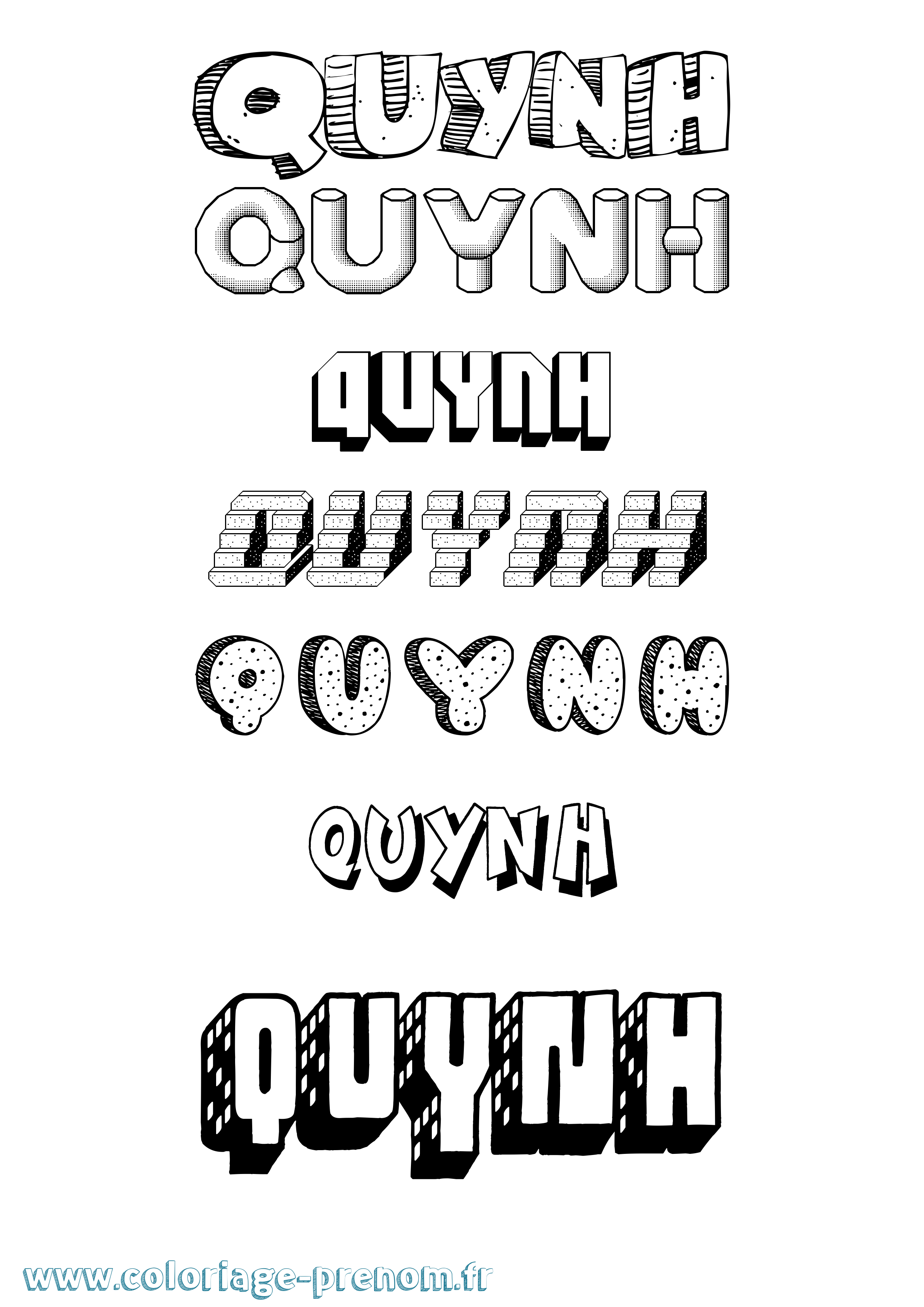 Coloriage prénom Quynh Effet 3D