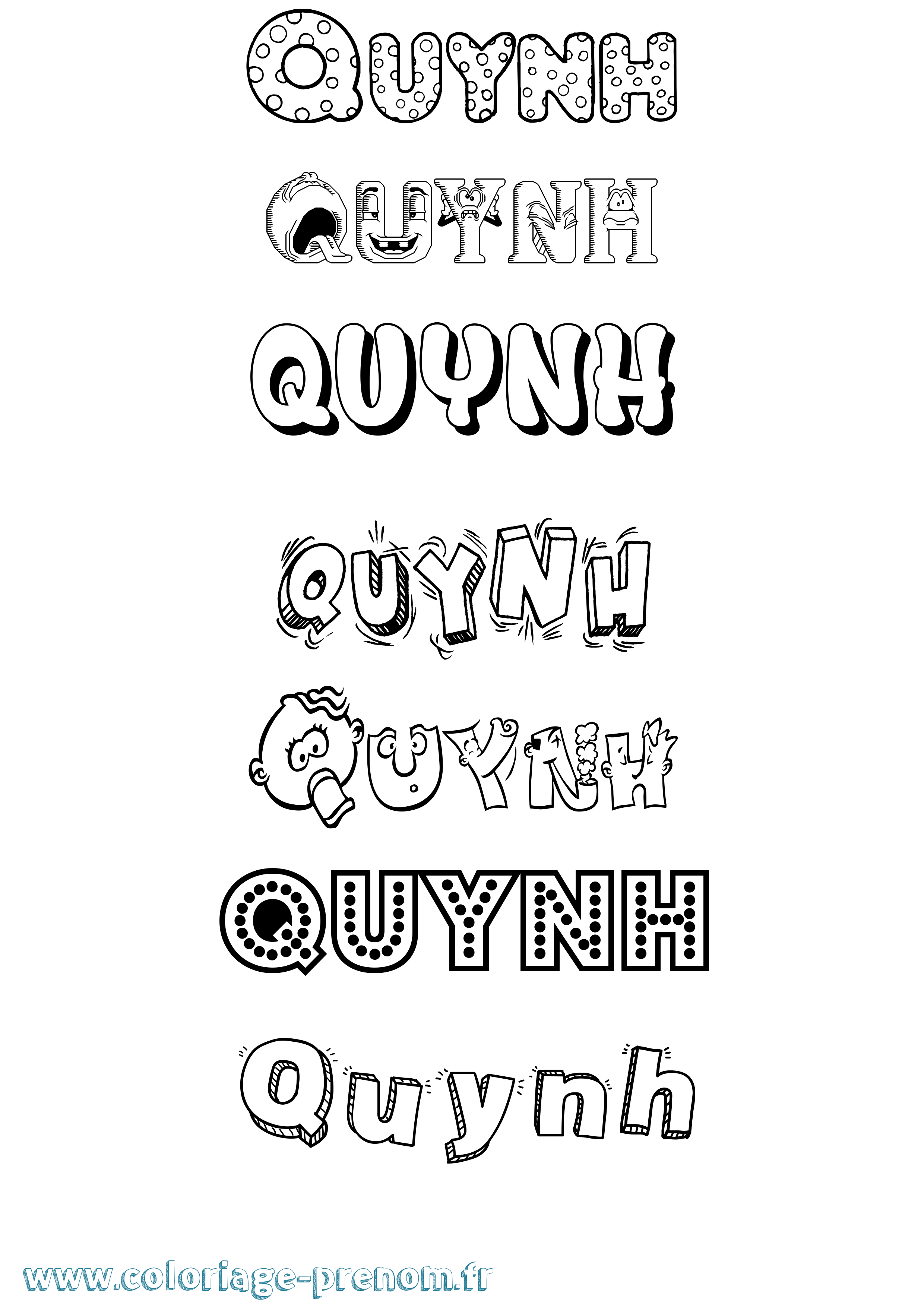 Coloriage prénom Quynh Fun