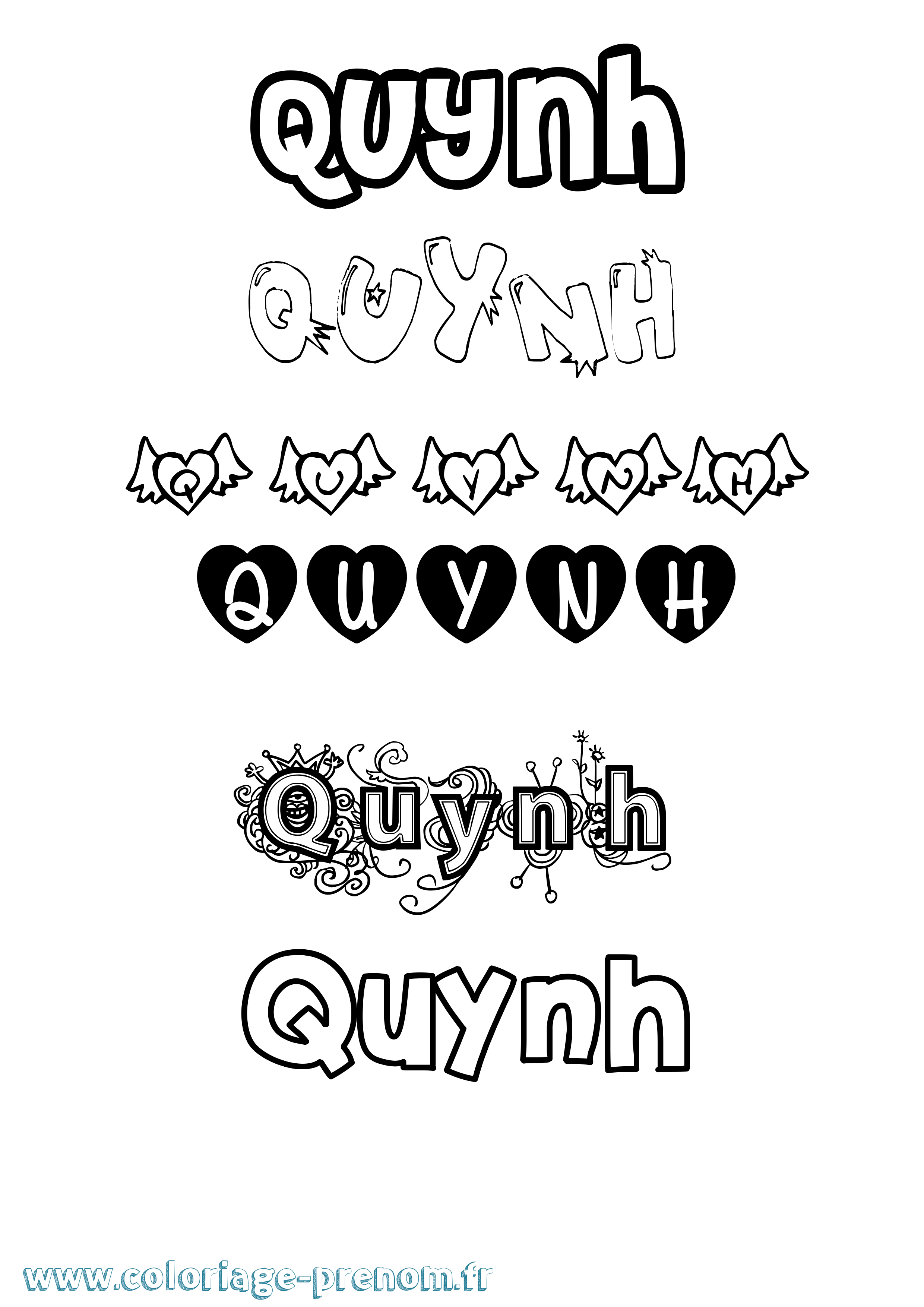 Coloriage prénom Quynh Girly