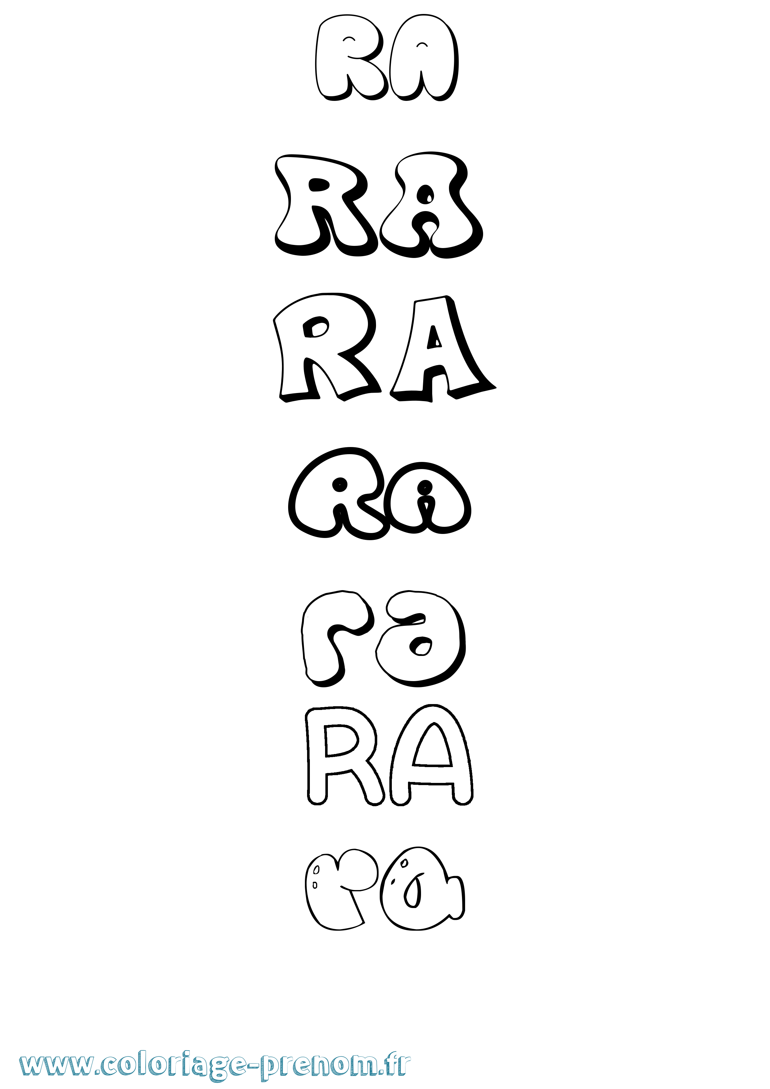 Coloriage prénom Ra Bubble
