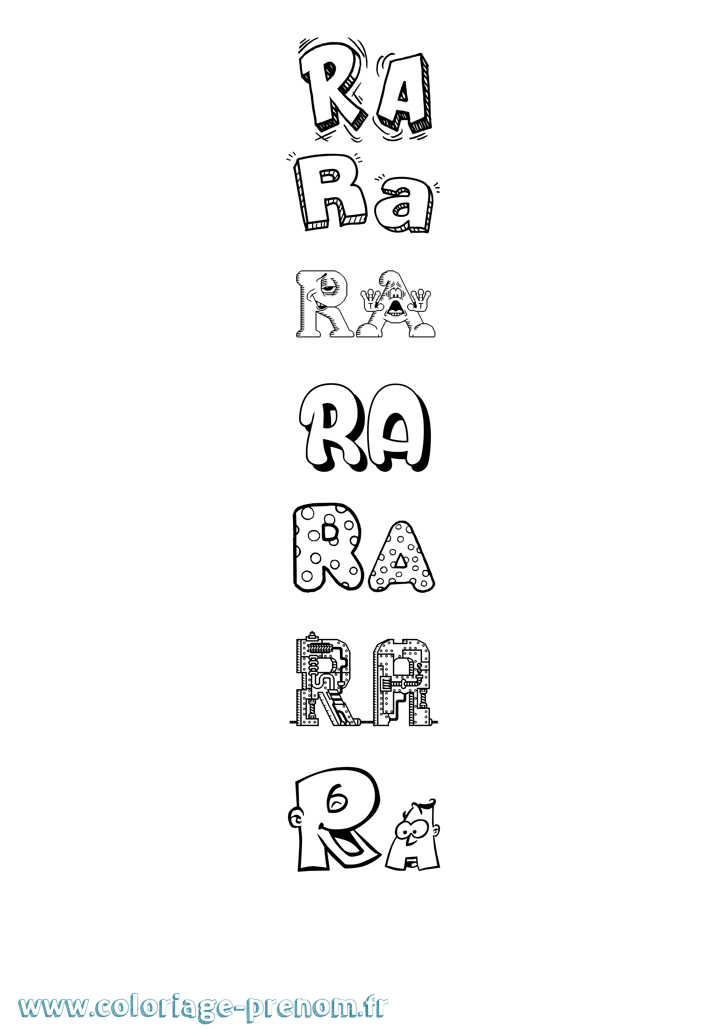 Coloriage prénom Ra Fun