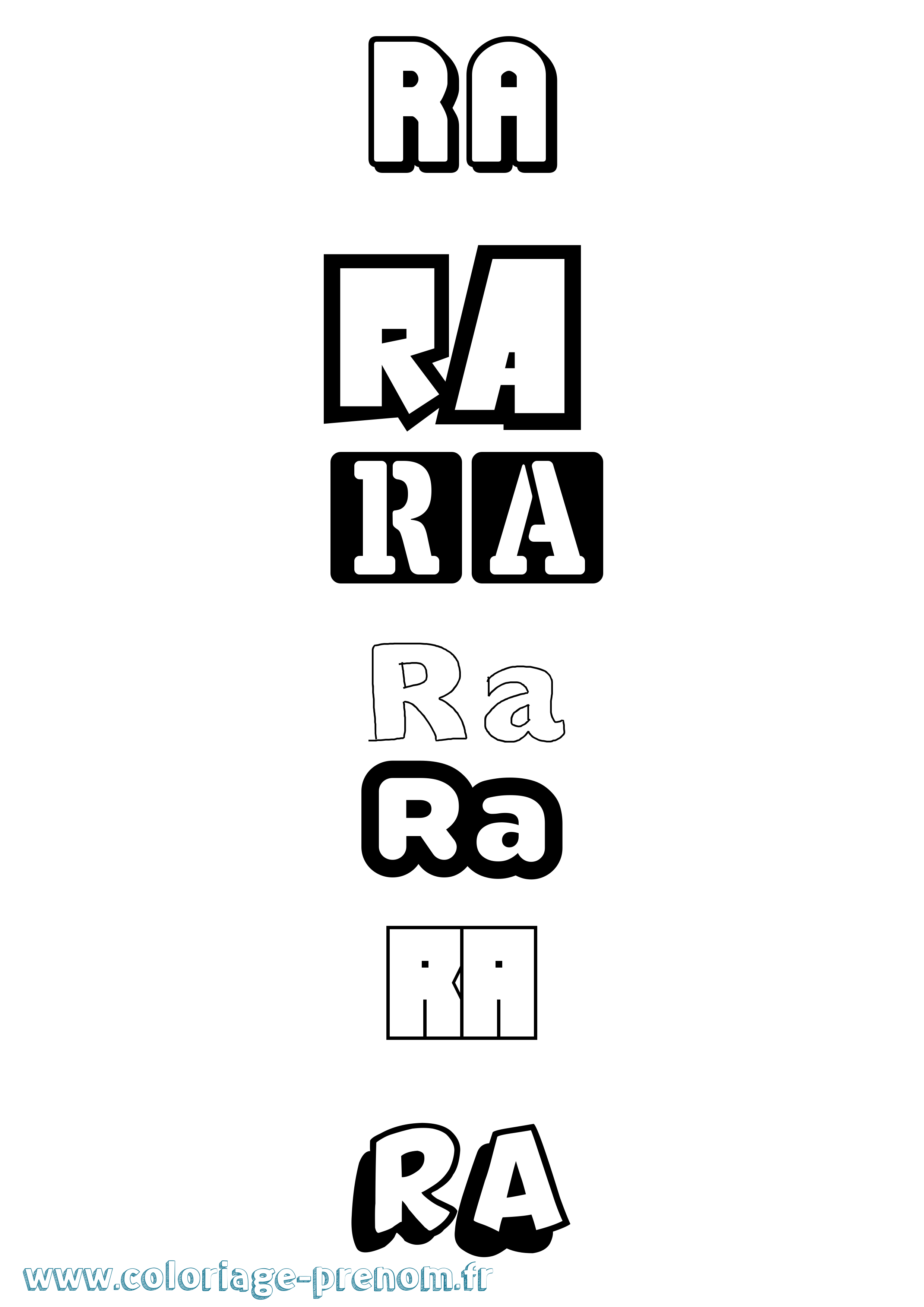 Coloriage prénom Ra Simple
