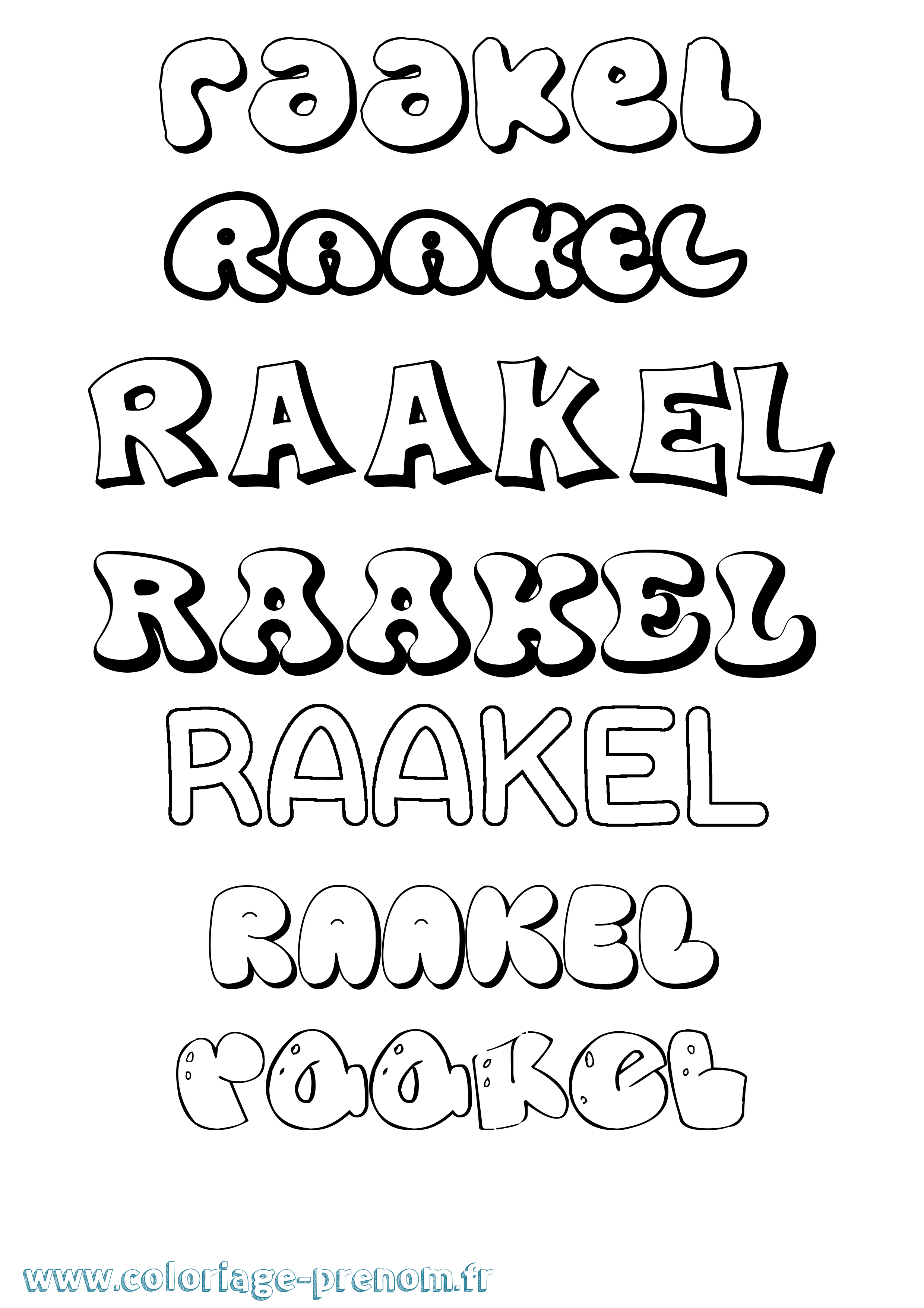 Coloriage prénom Raakel Bubble