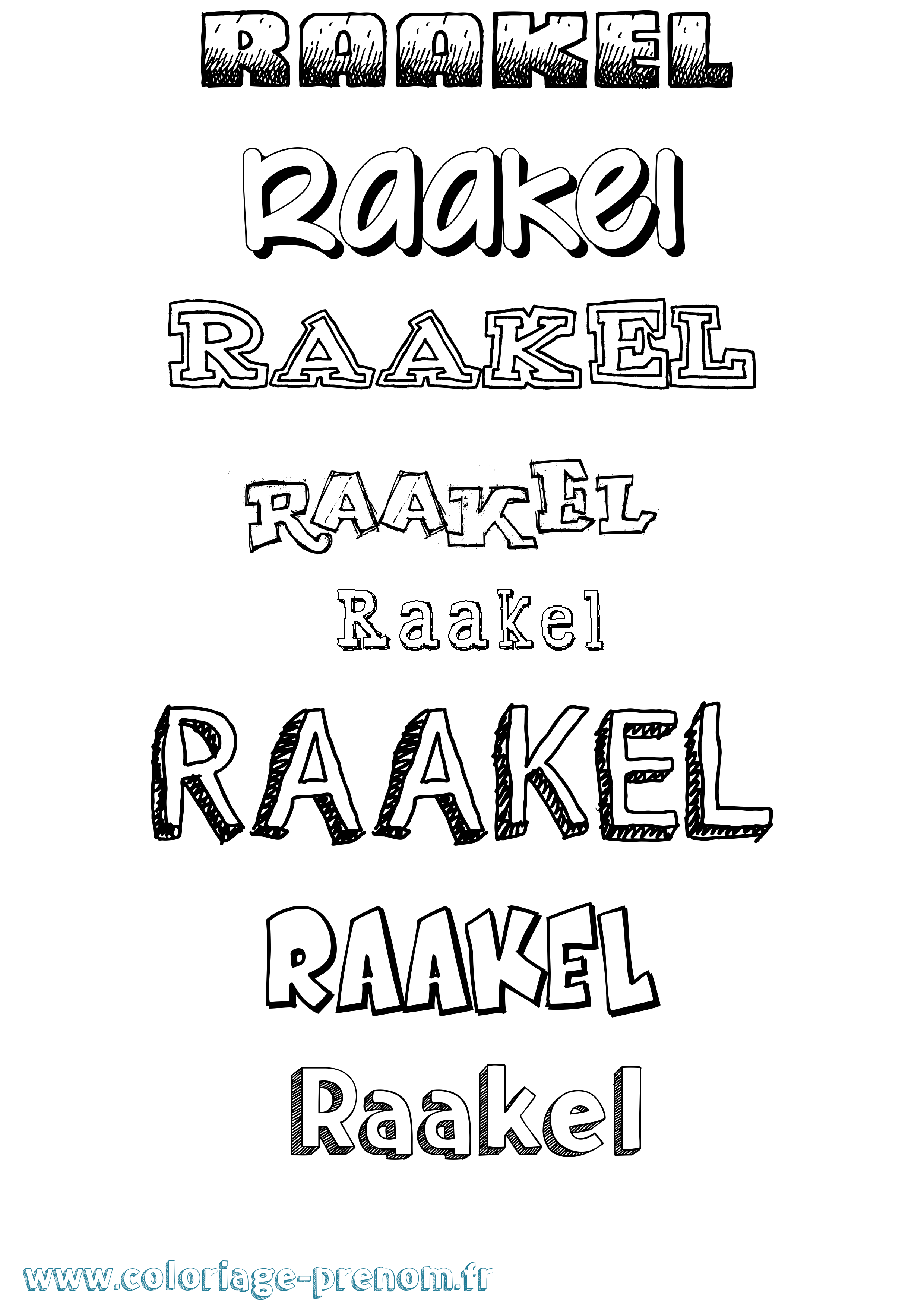 Coloriage prénom Raakel Dessiné