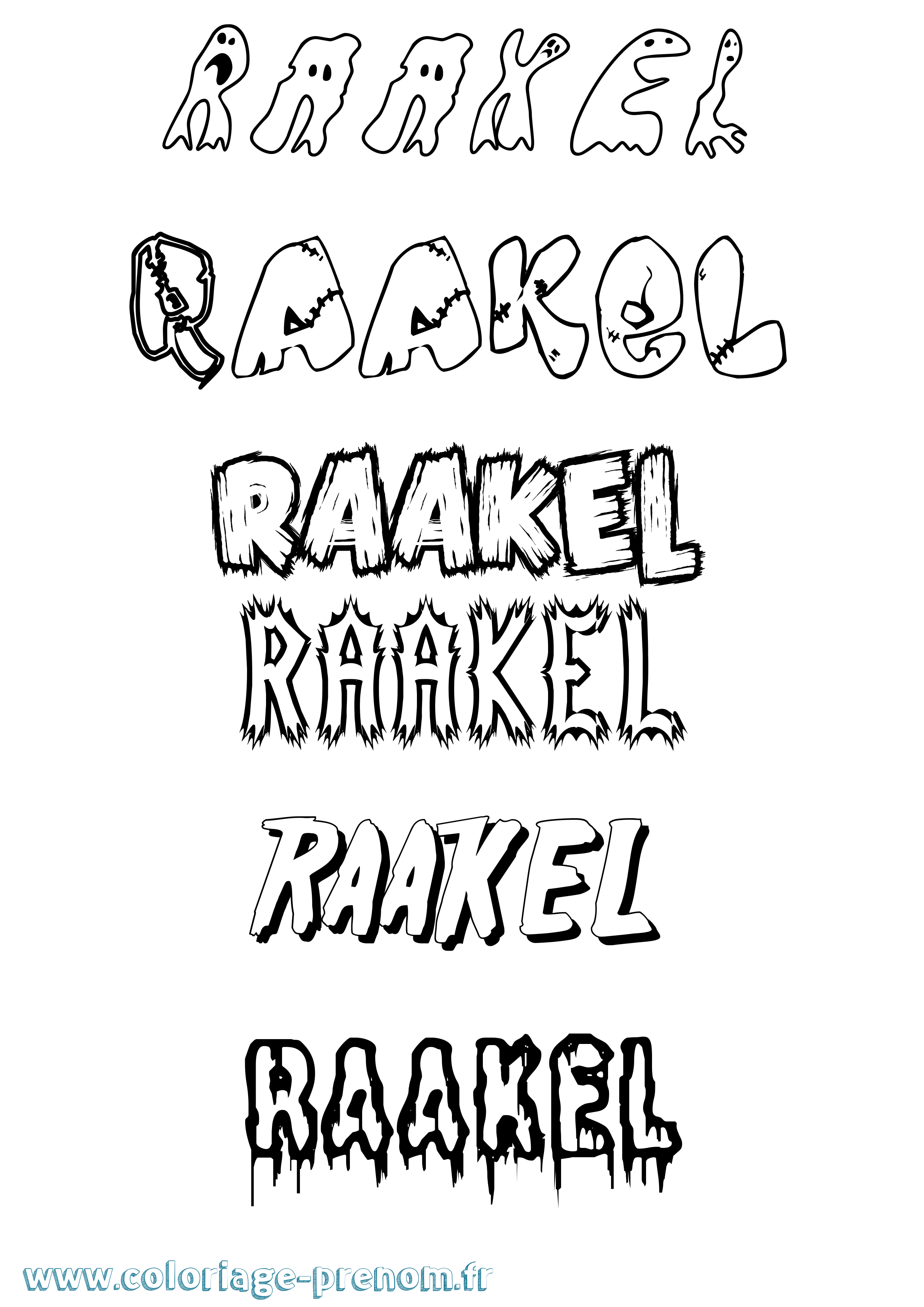Coloriage prénom Raakel Frisson