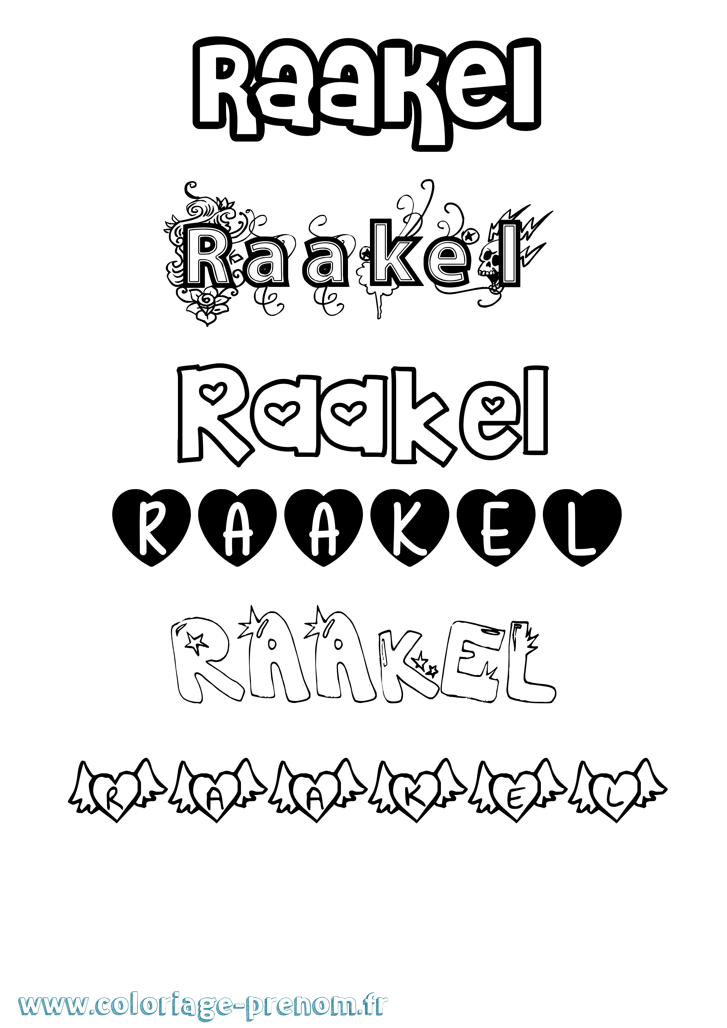 Coloriage prénom Raakel Girly