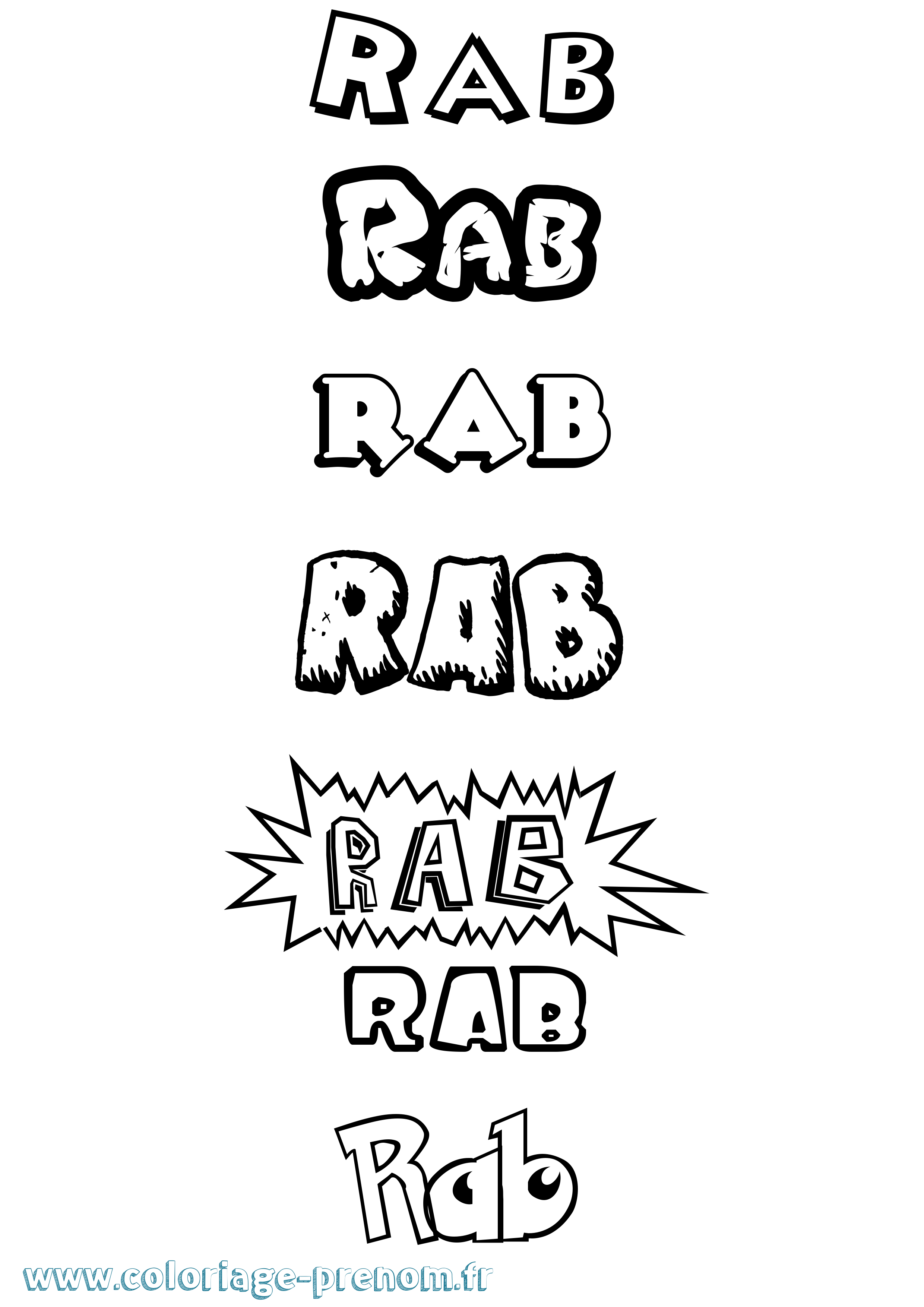 Coloriage prénom Rab Dessin Animé