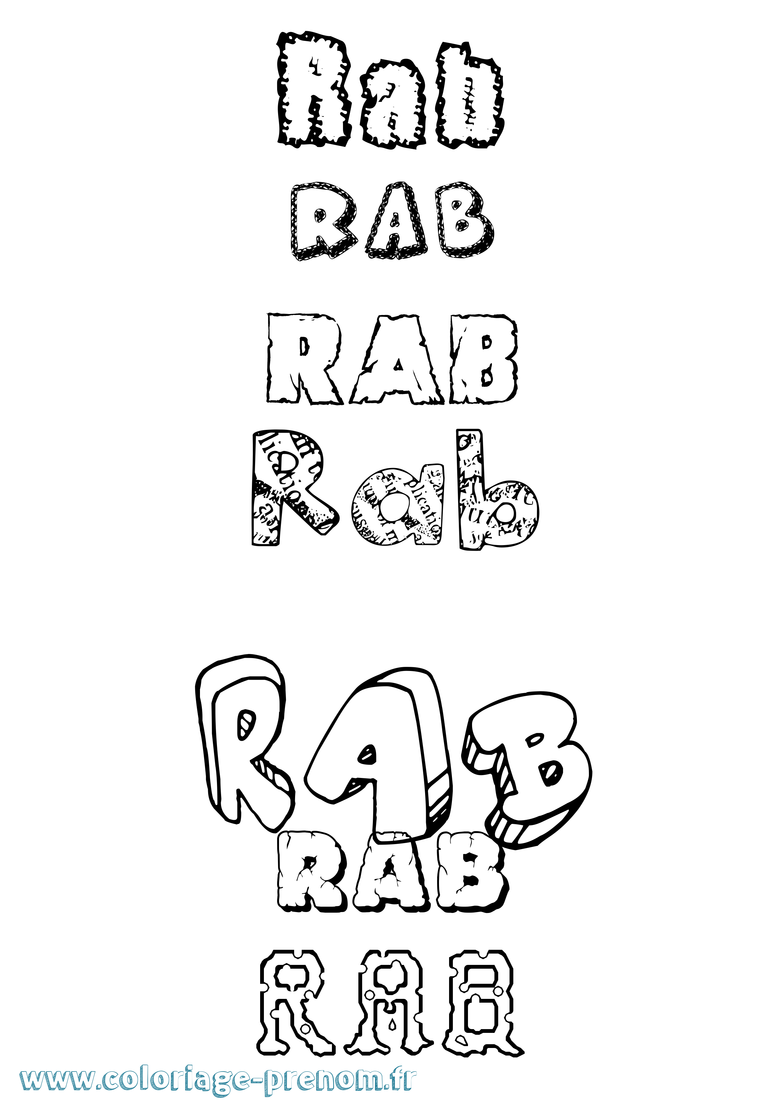 Coloriage prénom Rab Destructuré