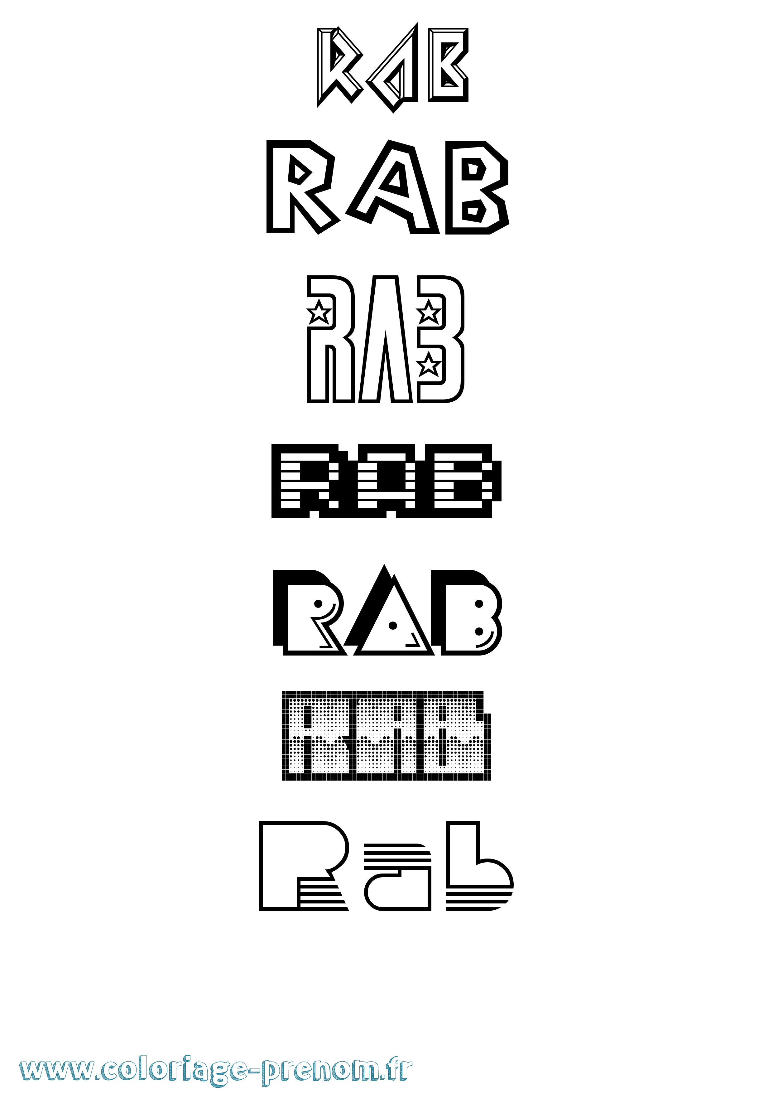 Coloriage prénom Rab Jeux Vidéos