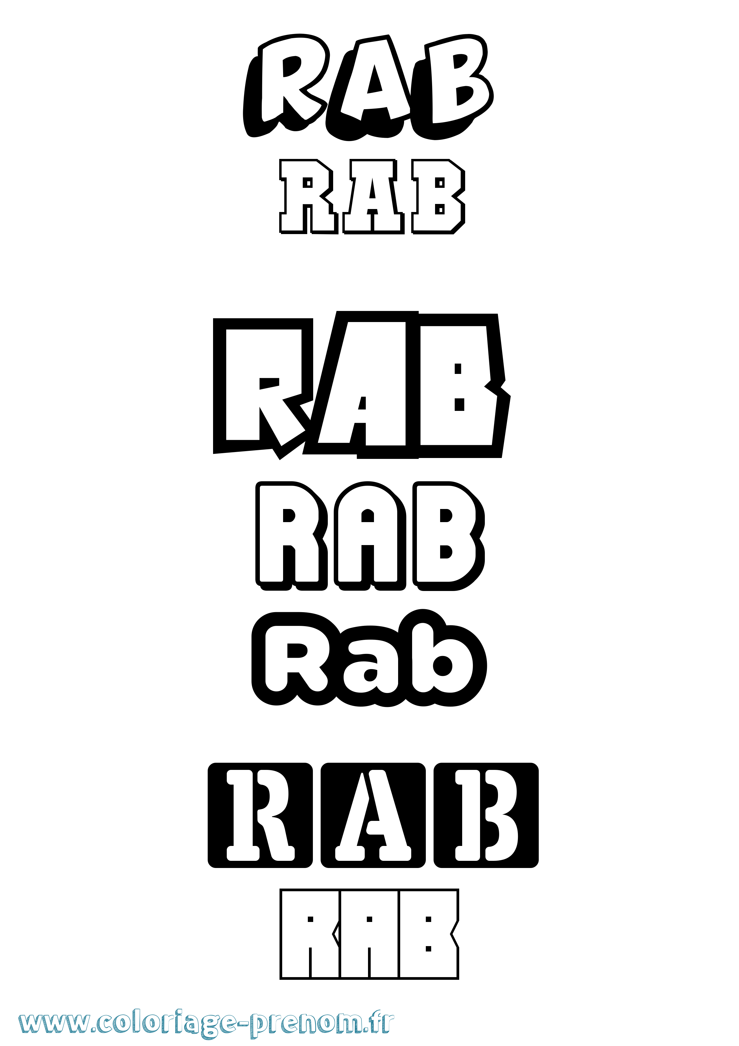 Coloriage prénom Rab Simple