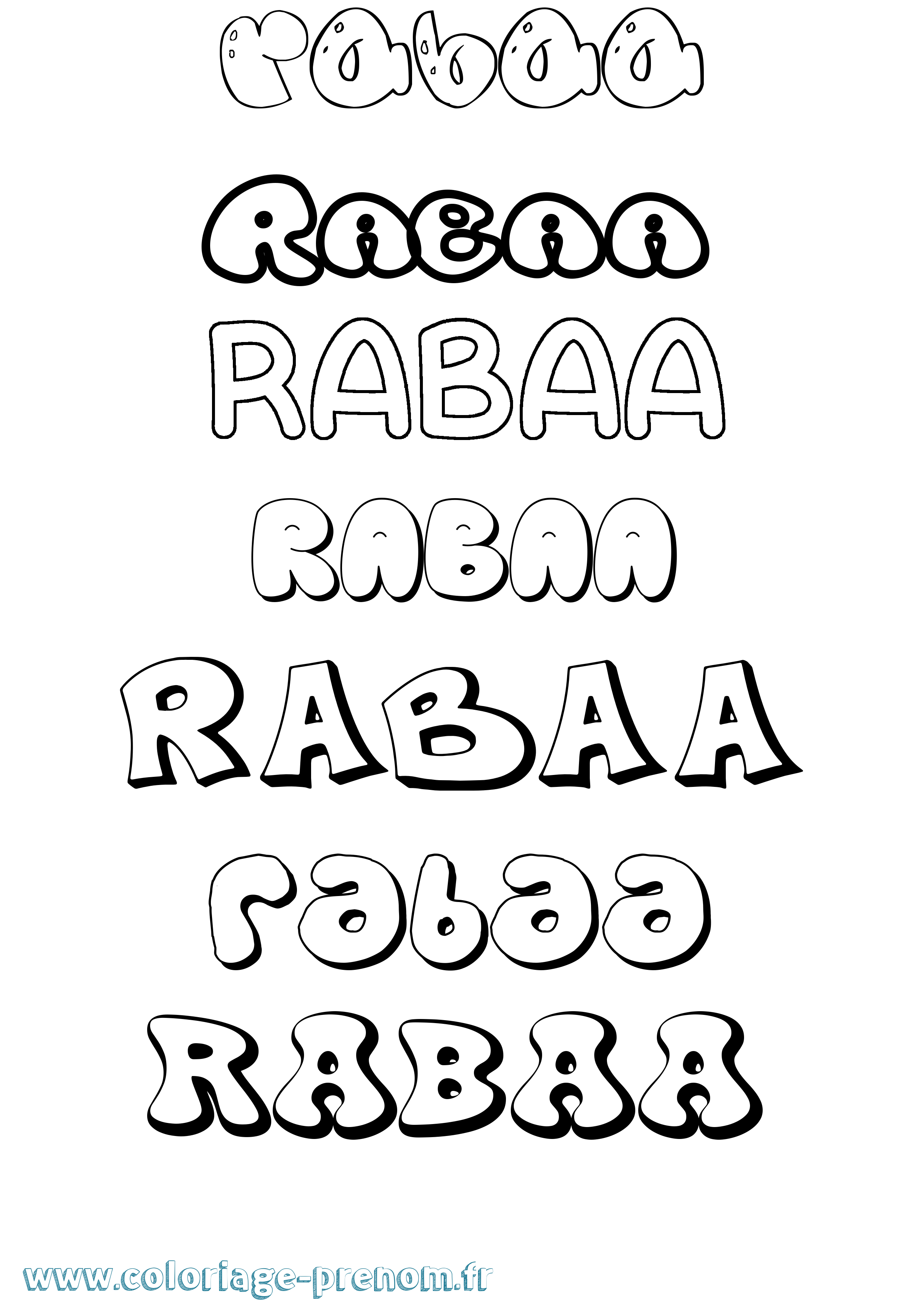Coloriage Rabaa Bubble Coloriage prénom Rabaa Bubble