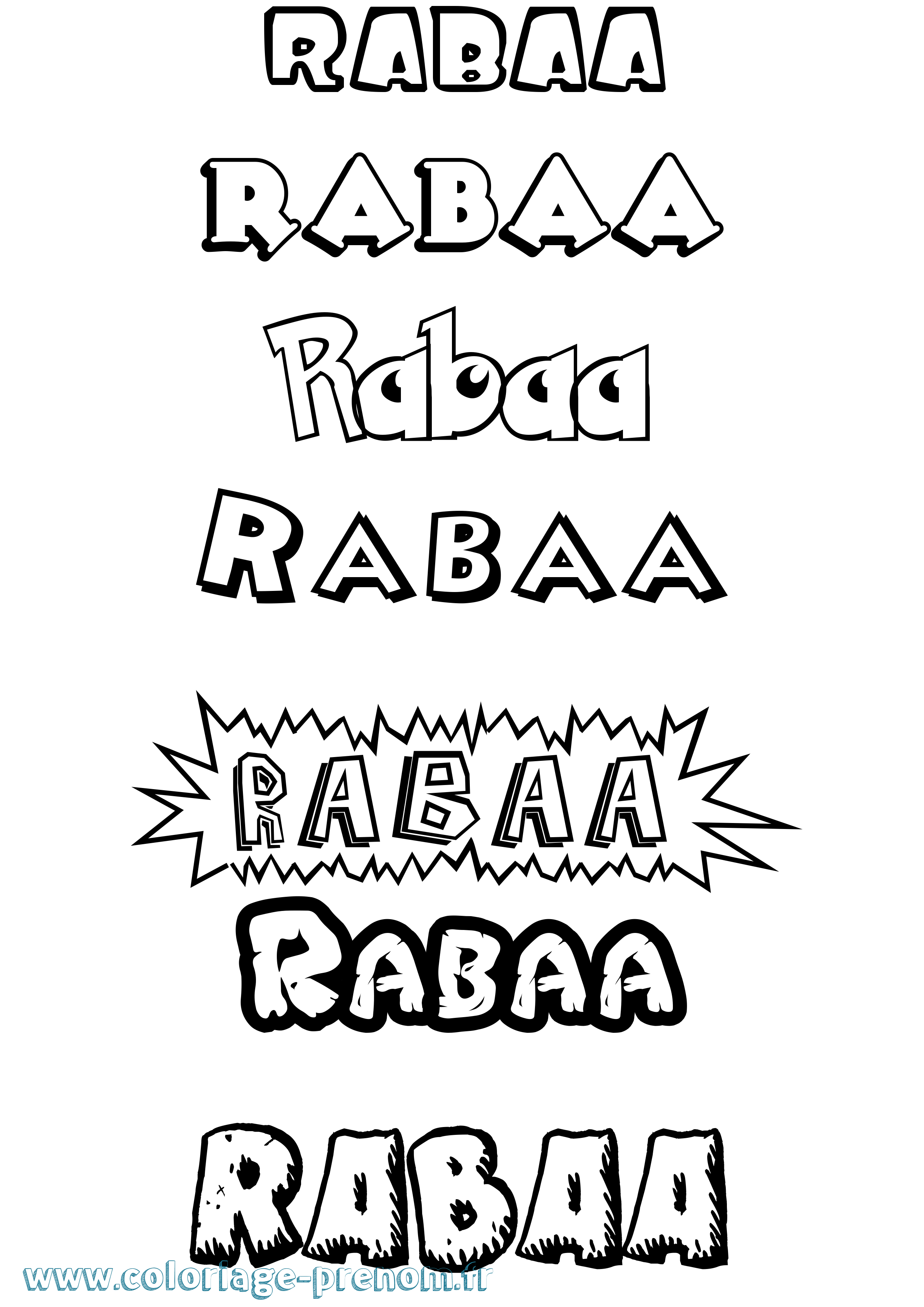 Coloriage Rabaa Dessin Animé Coloriage prénom Rabaa Dessin Animé