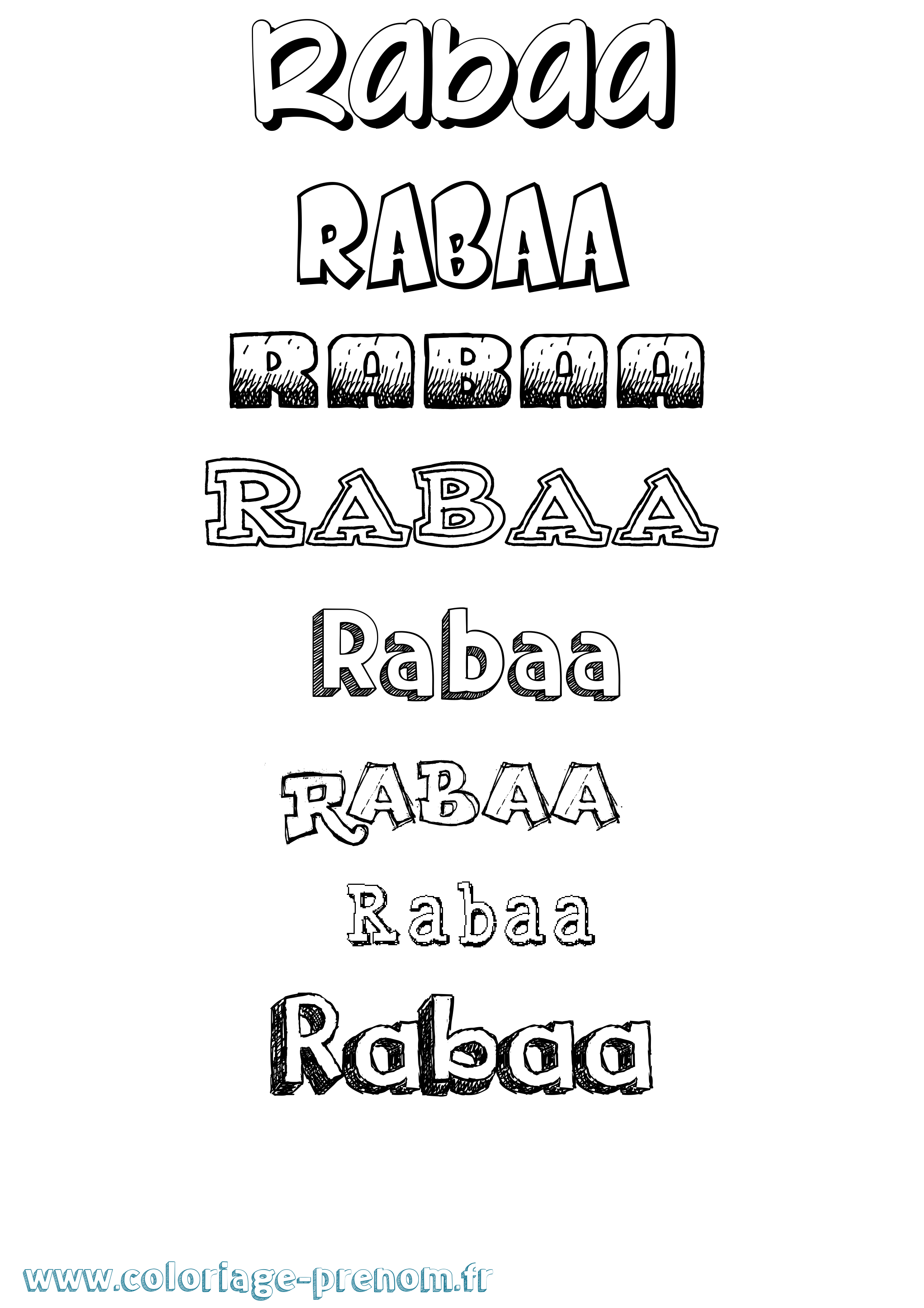 Coloriage Rabaa Dessiné Coloriage prénom Rabaa Dessiné