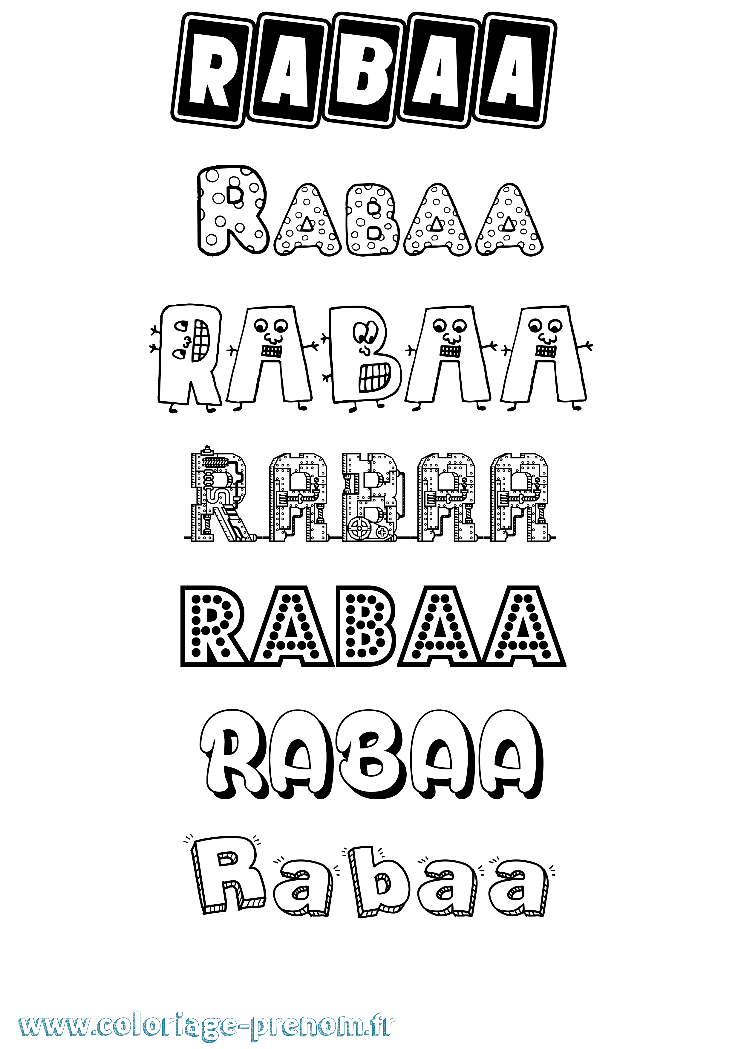 Coloriage Rabaa Fun Coloriage prénom Rabaa Fun