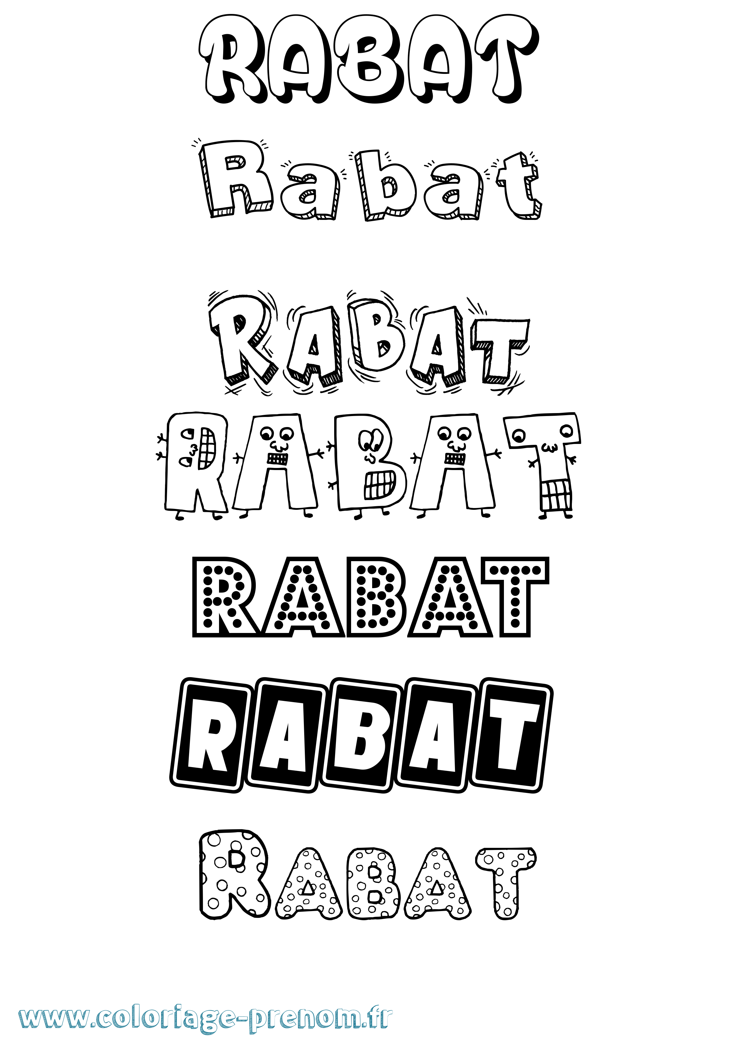 Coloriage Rabat Fun Coloriage prénom Rabat Fun