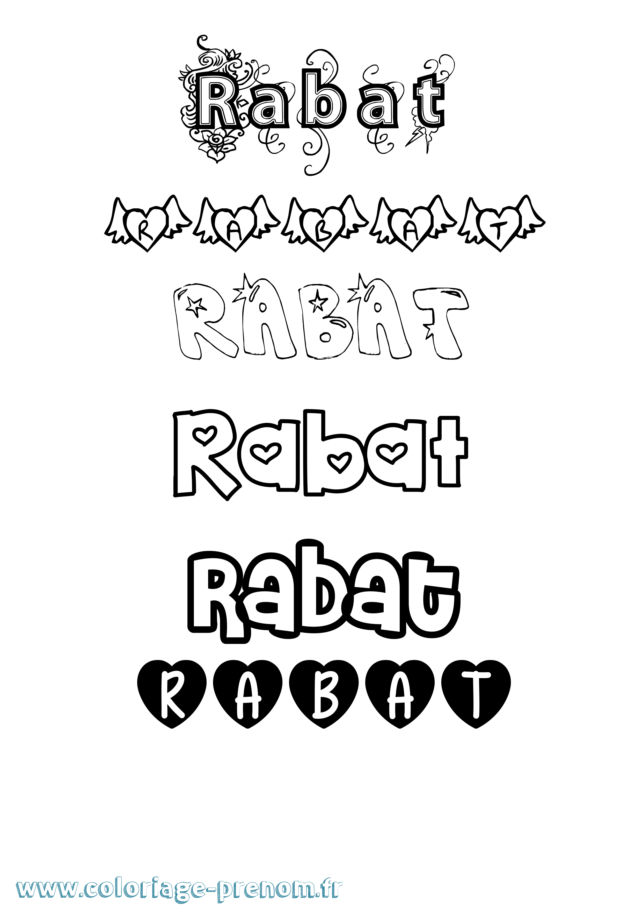 Coloriage Rabat Girly Coloriage prénom Rabat Girly