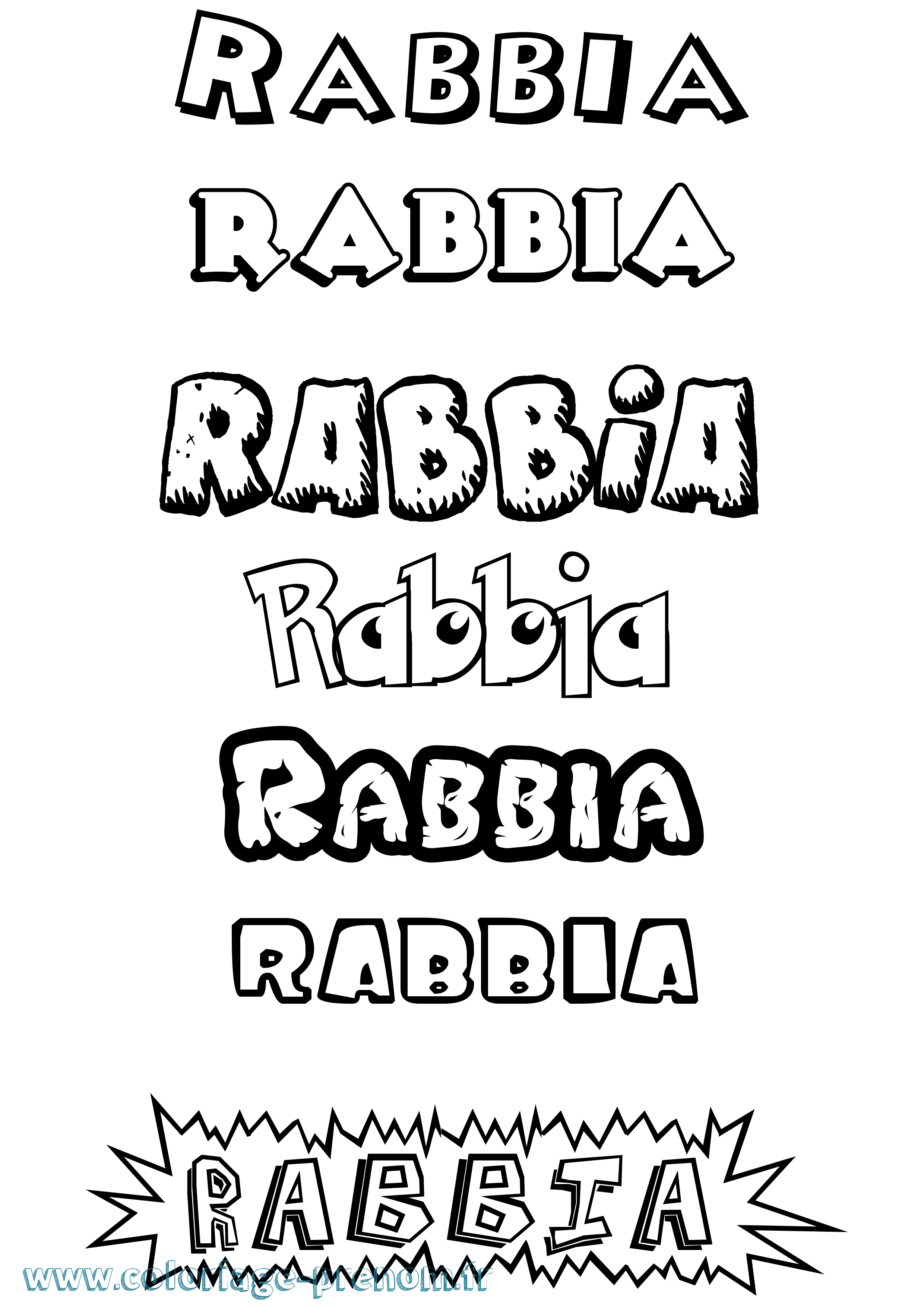 Coloriage Rabbia Dessin Animé Coloriage prénom Rabbia Dessin Animé