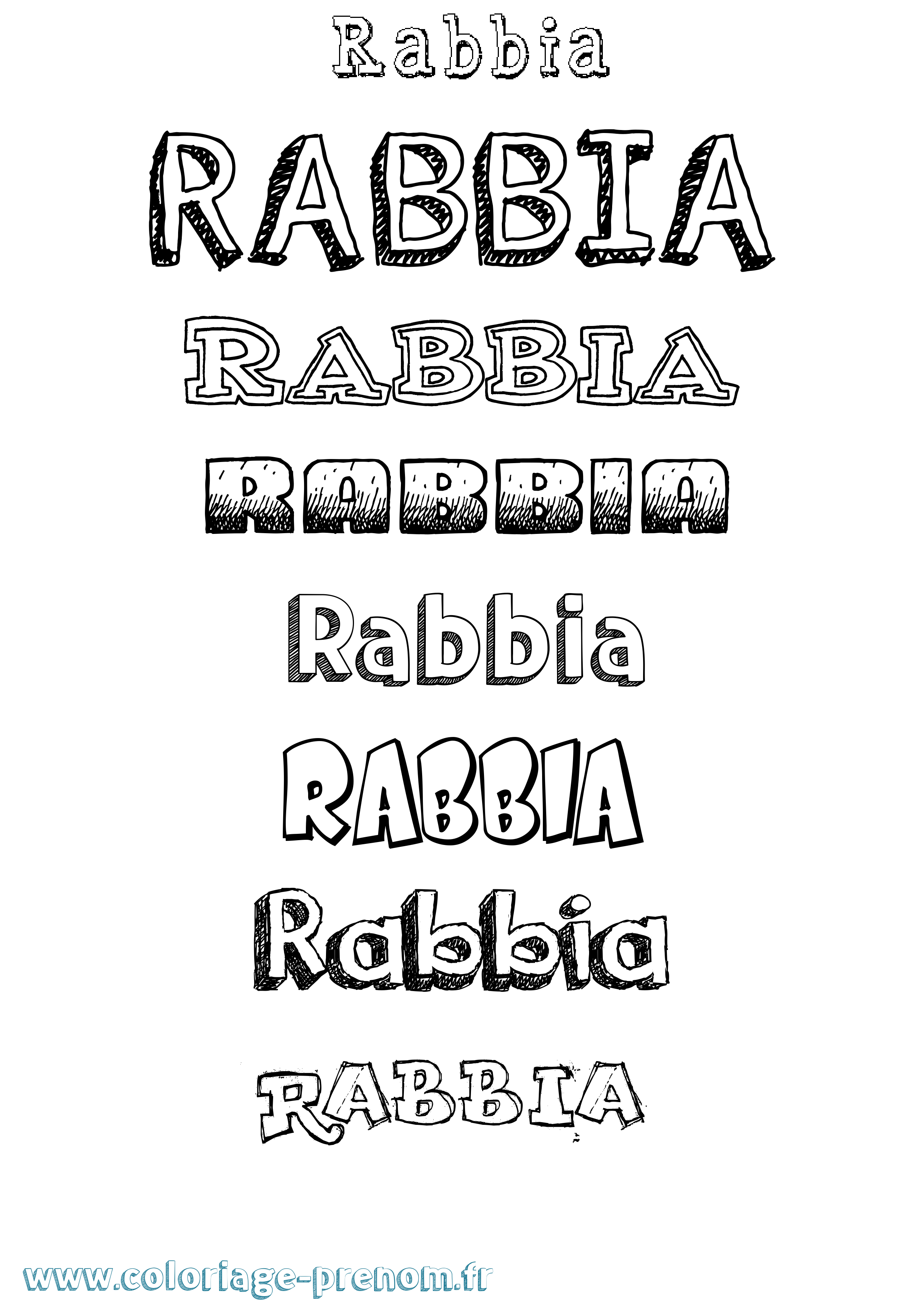 Coloriage Rabbia Dessiné Coloriage prénom Rabbia Dessiné