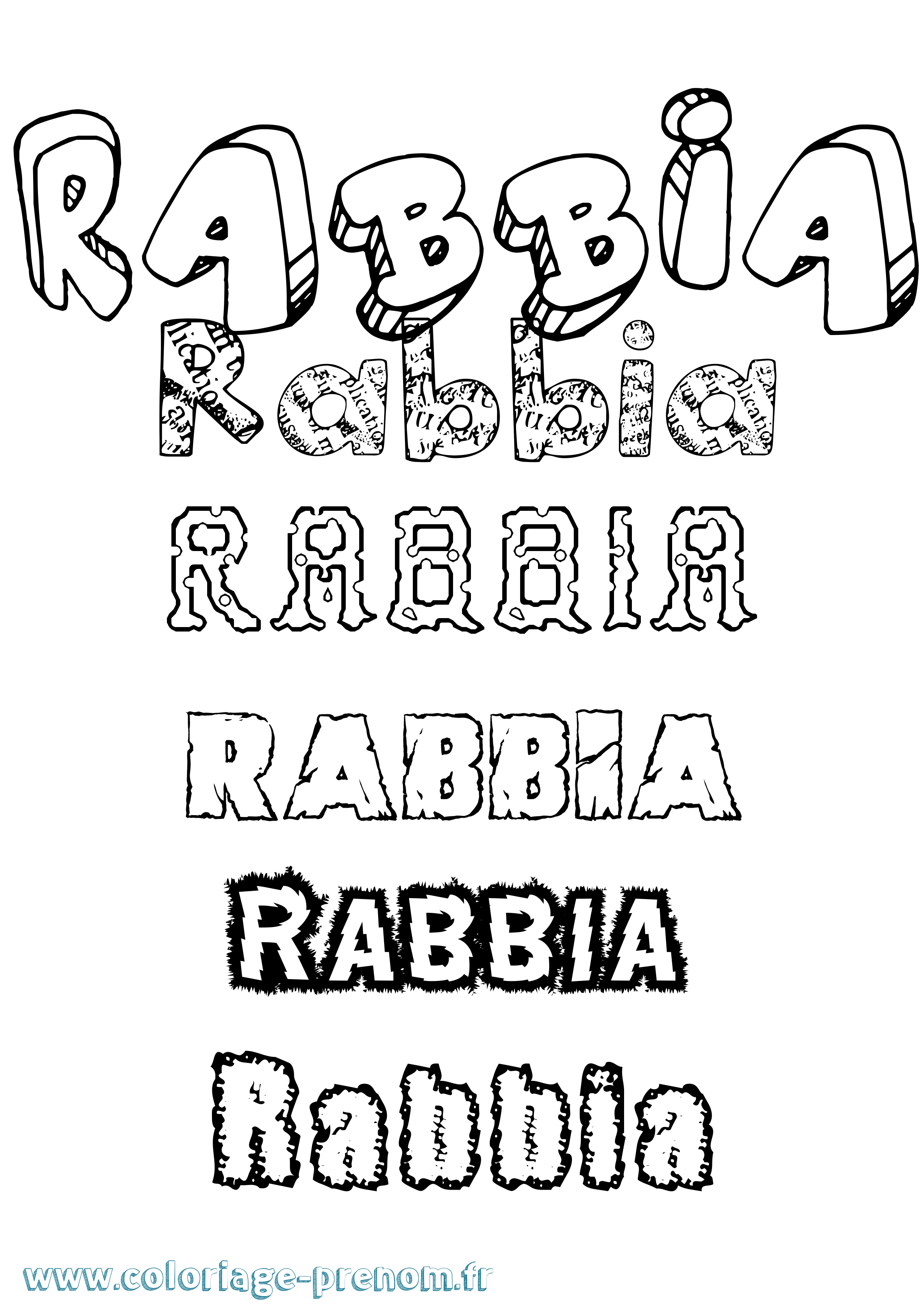 Coloriage Rabbia Destructuré Coloriage prénom Rabbia Destructuré