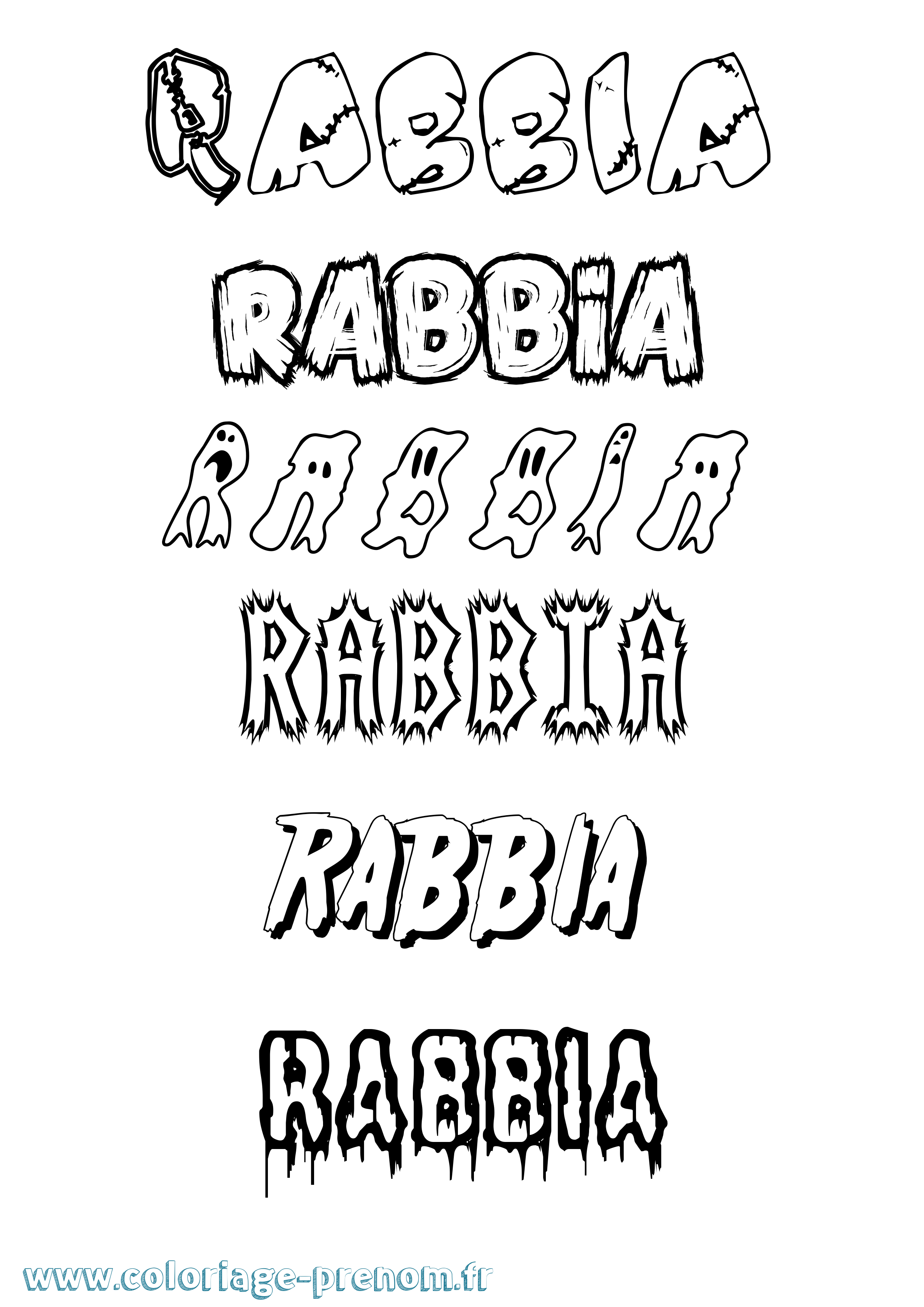 Coloriage Rabbia Frisson Coloriage prénom Rabbia Frisson