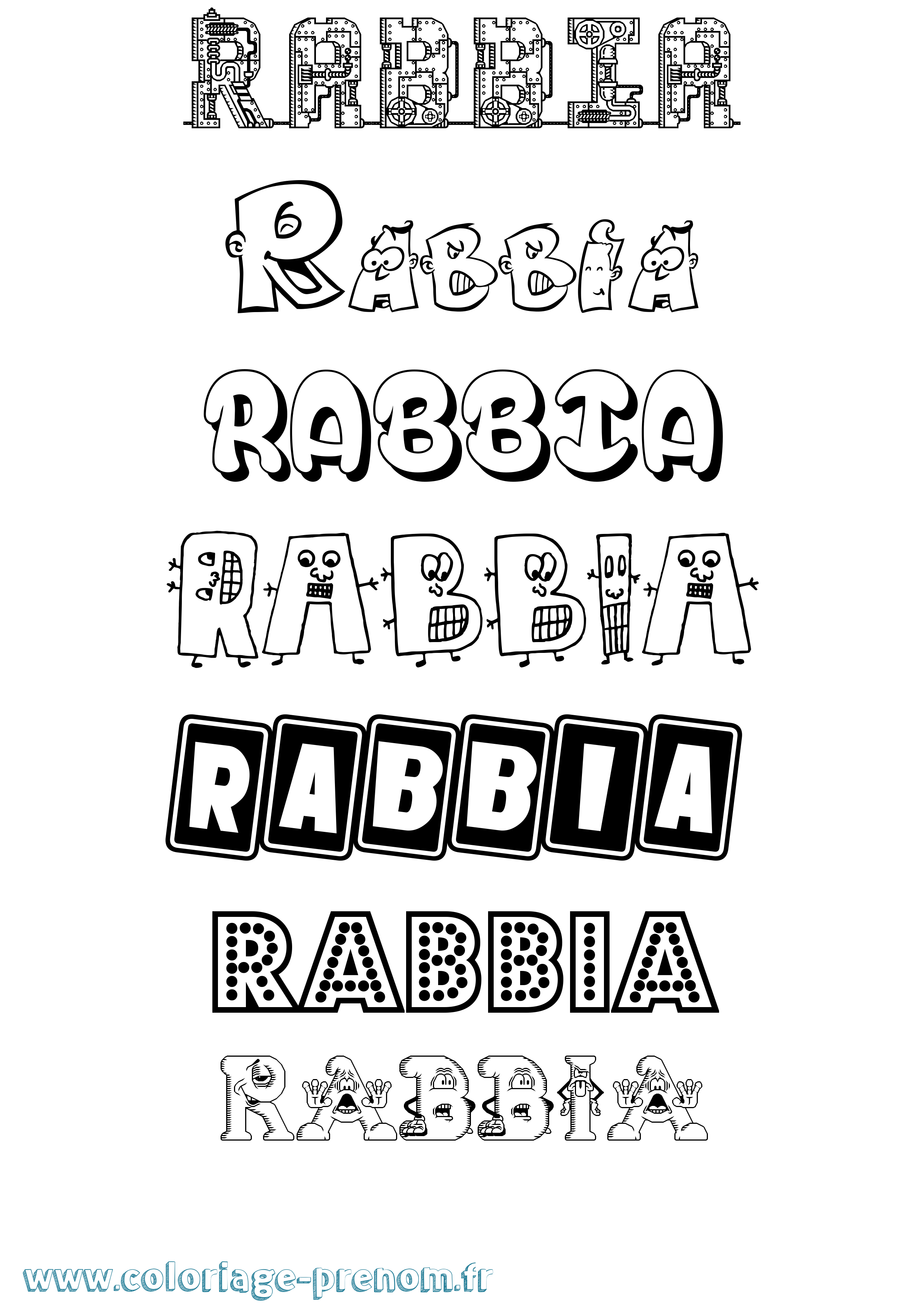 Coloriage Rabbia Fun Coloriage prénom Rabbia Fun