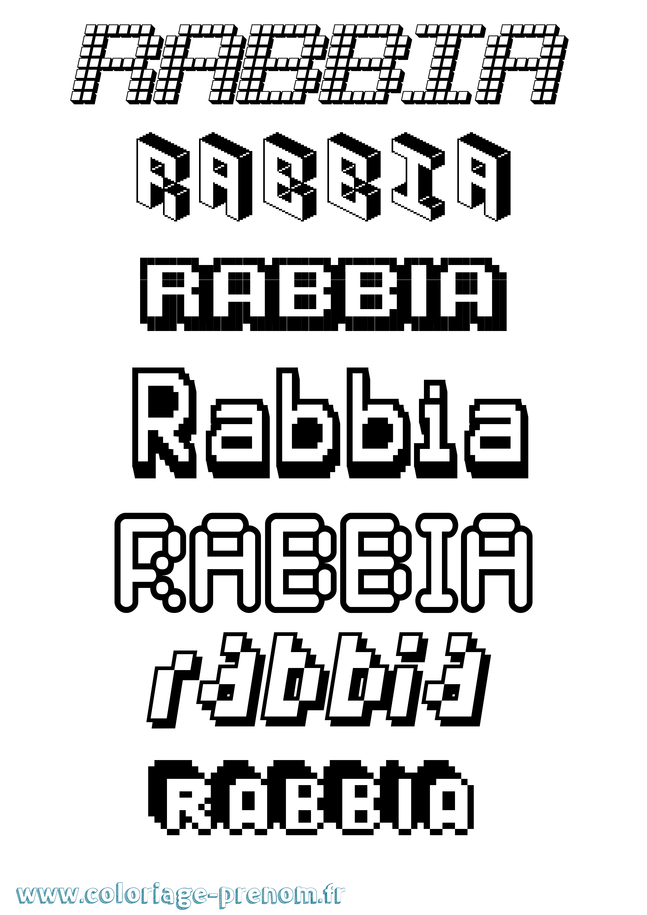 Coloriage Rabbia Pixel Coloriage prénom Rabbia Pixel