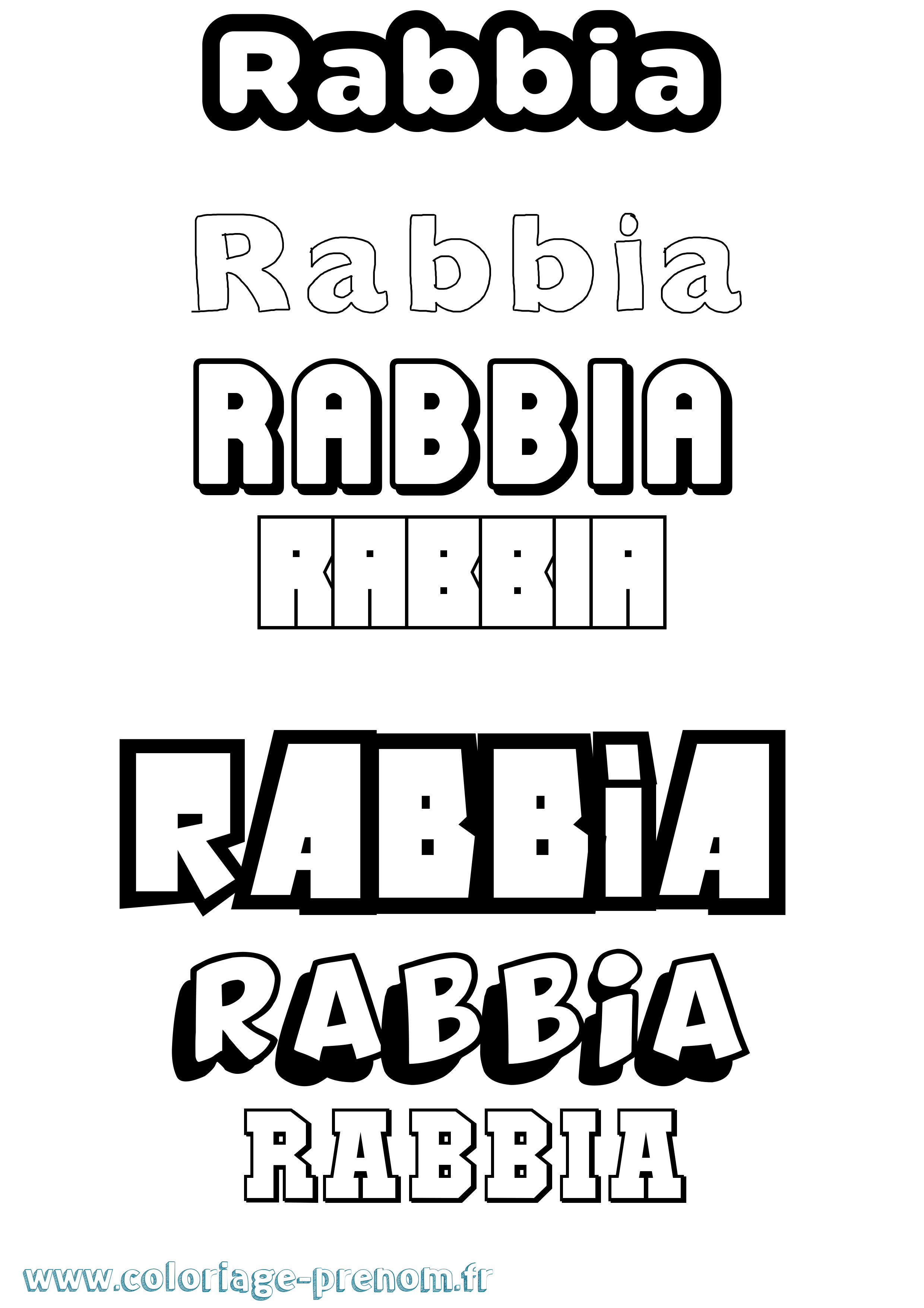 Coloriage Rabbia Simple Coloriage prénom Rabbia Simple