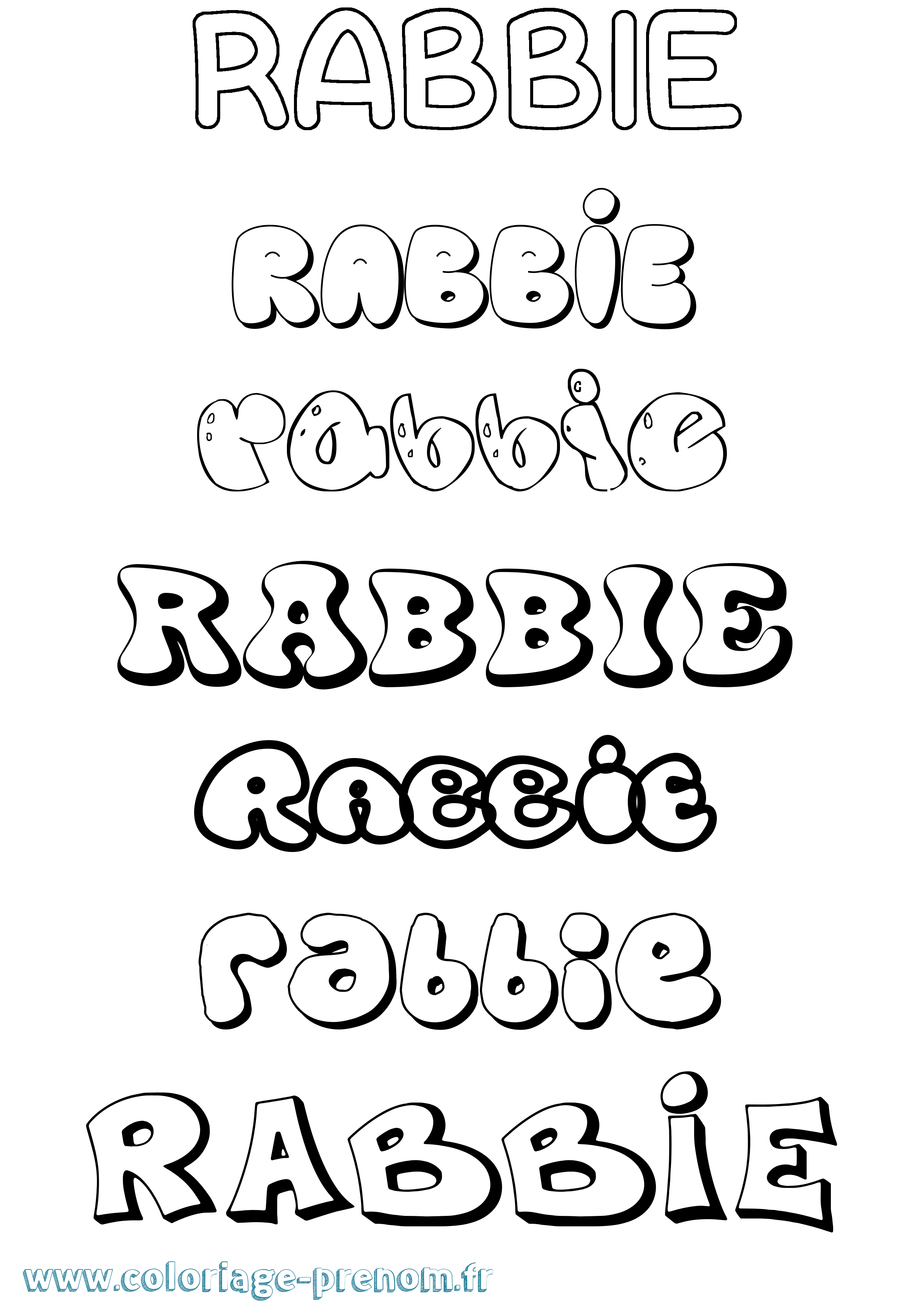 Coloriage prénom Rabbie Bubble