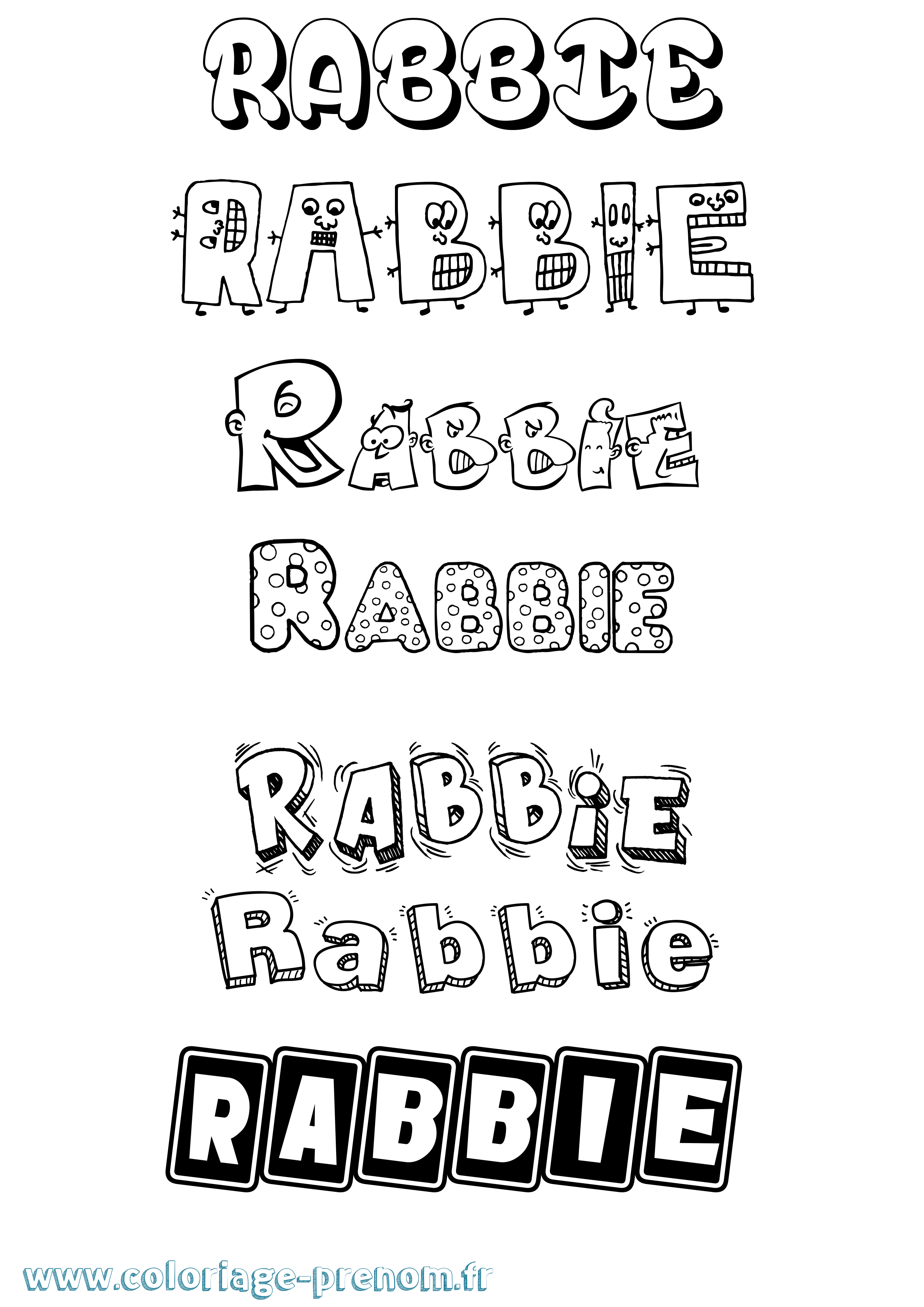 Coloriage prénom Rabbie Fun